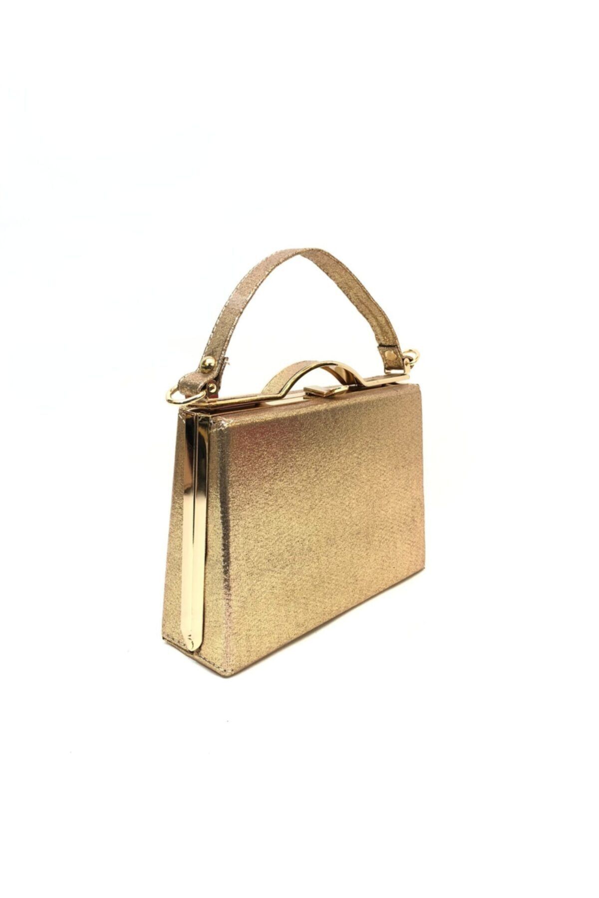 womenacs Rose Renk Sıvama Desenli Abiye Portfoy Clutch Kadın Çanta Elde Ve Uzun Askılı (zincir Askılı)