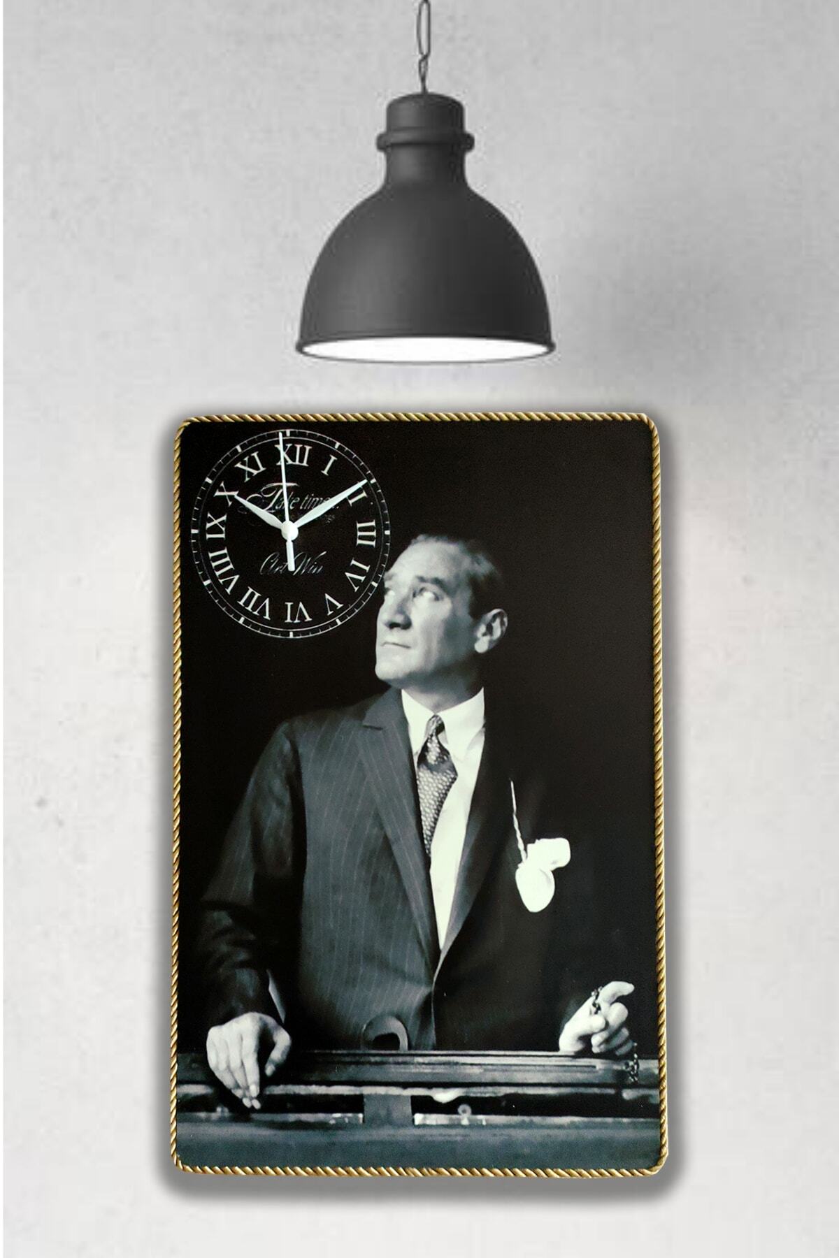 Art Win Başöğretmen Mustafa Kemal Atatürk Ve 10 Kasım Konseptli Hediyelik Dekoratif Tablo Duvar Saati