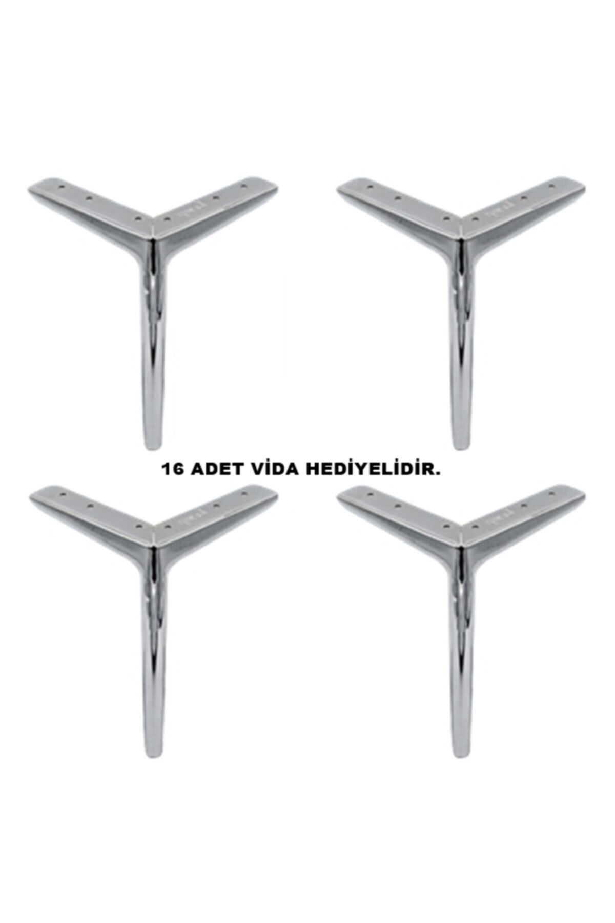 ALBATROS Rezene Model Krom Metal Mobilya, Dolap, Koltuk, Tv Ünitesi Ayakları 18 Cm Metal (4 Adet)