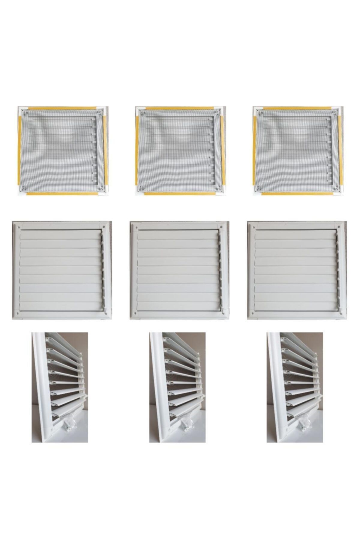 Evpare 55x54cm Pvc Banyo Wc Panjuru Açılır Kapanır Sinek Telli Menfez Pvc Pvc Beyaz Renk Vidalı Panjur Ölçü