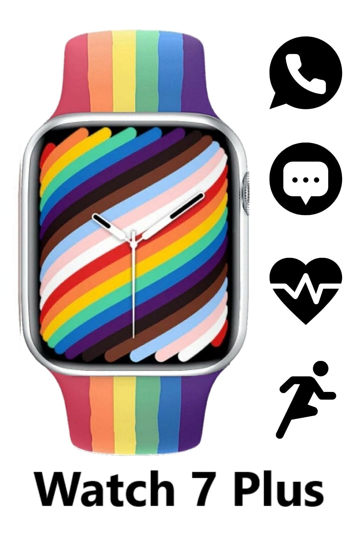 Noriyen Watch 7 Plus 2021 Rainbow Smartwatch Konuşma Özellikli Ios Android Uyumlu - Gökkuşağı Renkli