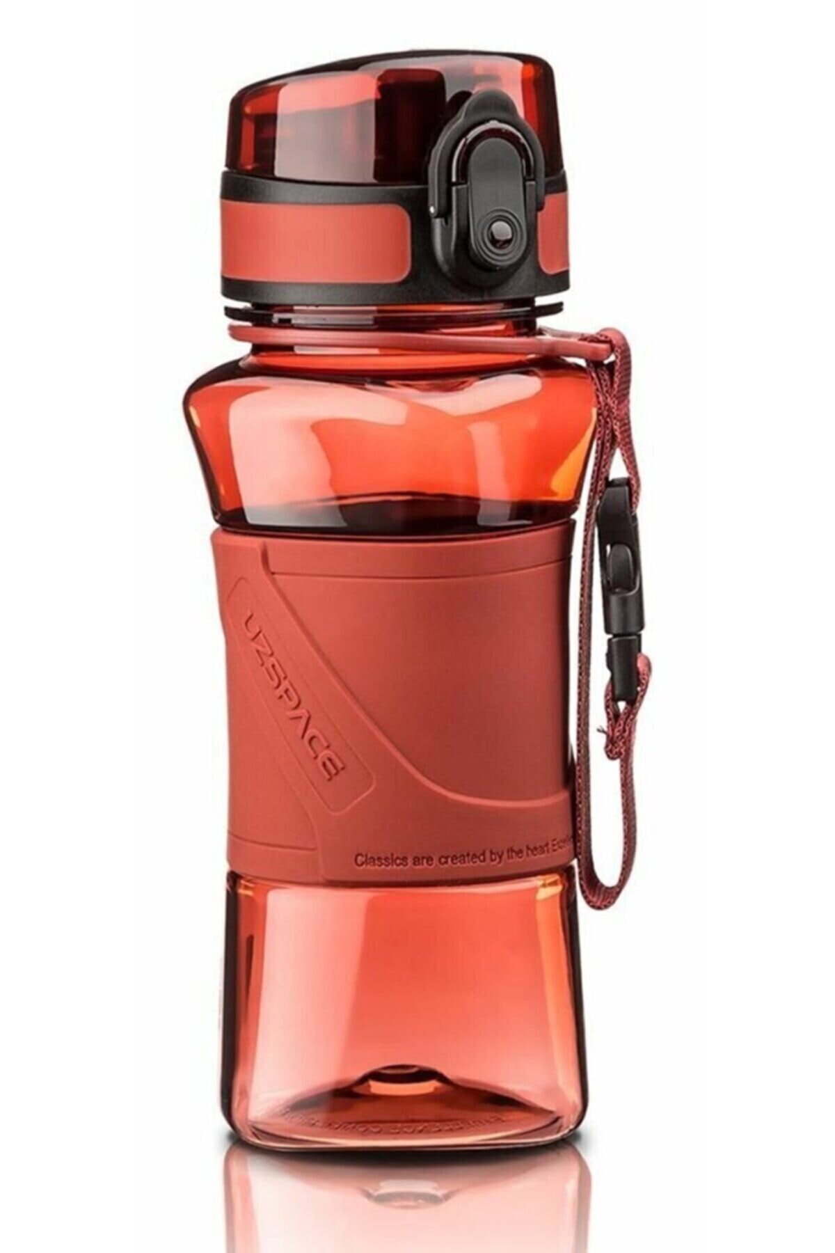 Uzspace Kırmızı Silikon Gövde Sheaker Kokteyl Karıştırıcılı Su Matarası 350 ml