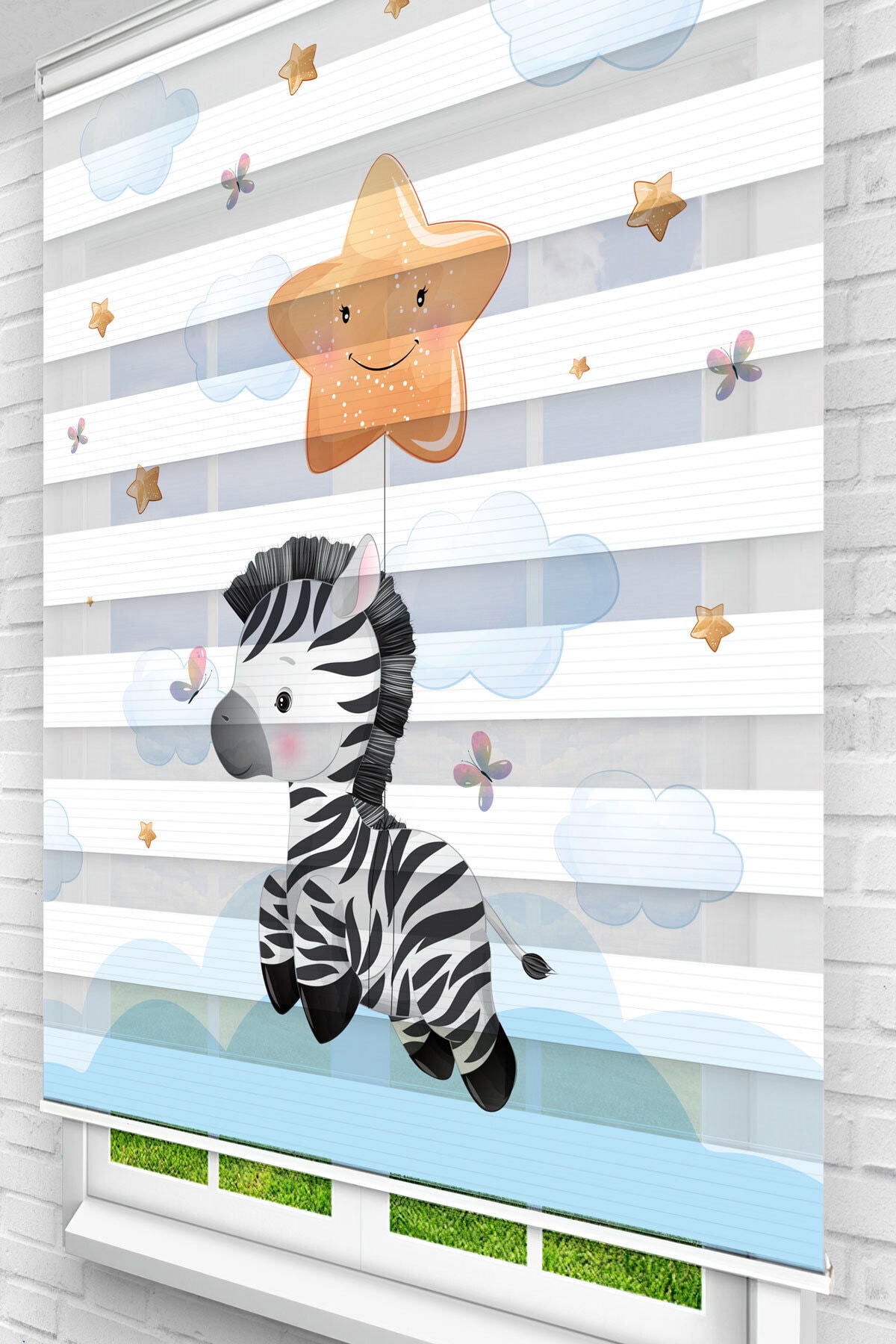 ARİSHOME Sevimli Zebra Çocuk Odası Perdesi-çocuk Stor Zebra Perde-çocuk Odası Perdesi