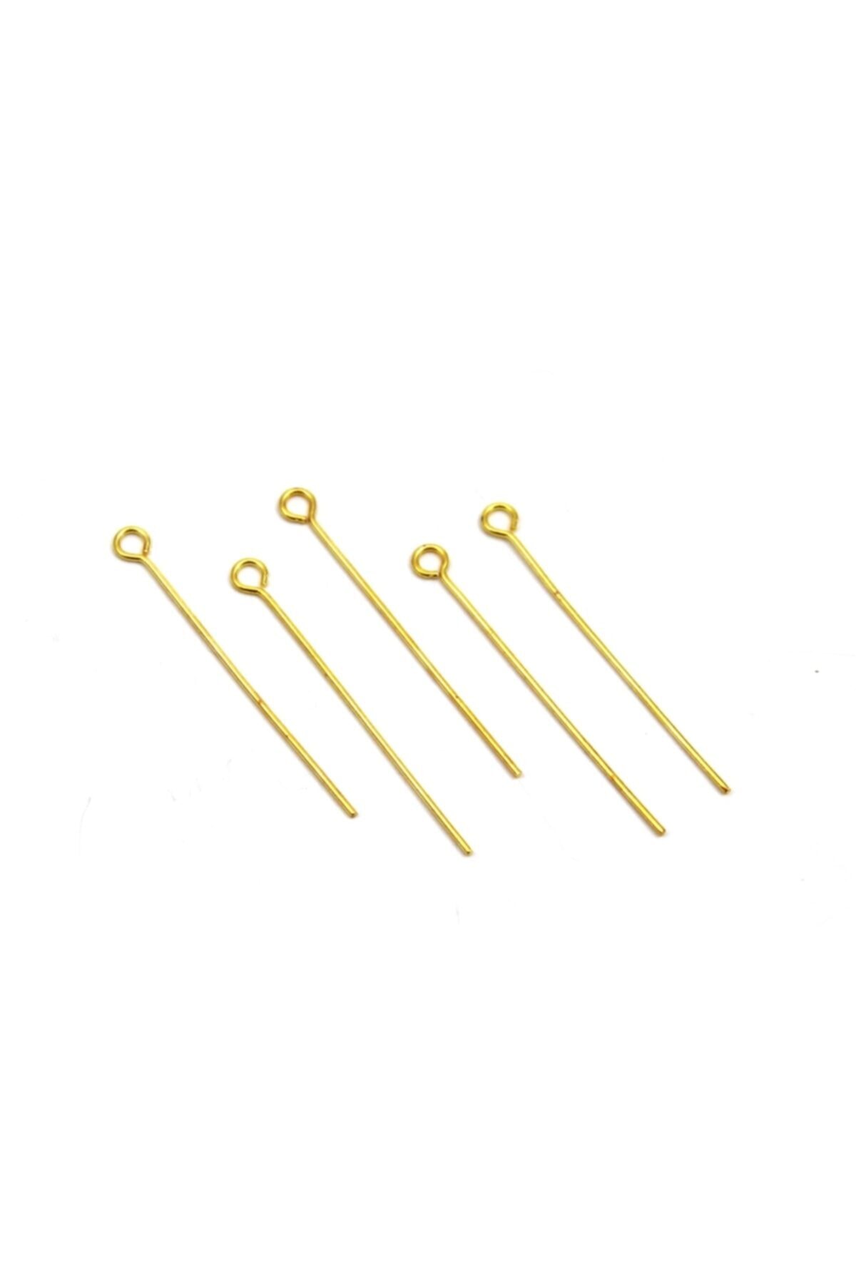 YF STORE 50 Adet - 40 Mm Sarı Kaplama Halkalı Takı Çivisi, Bijuteri Halkalı Iğne