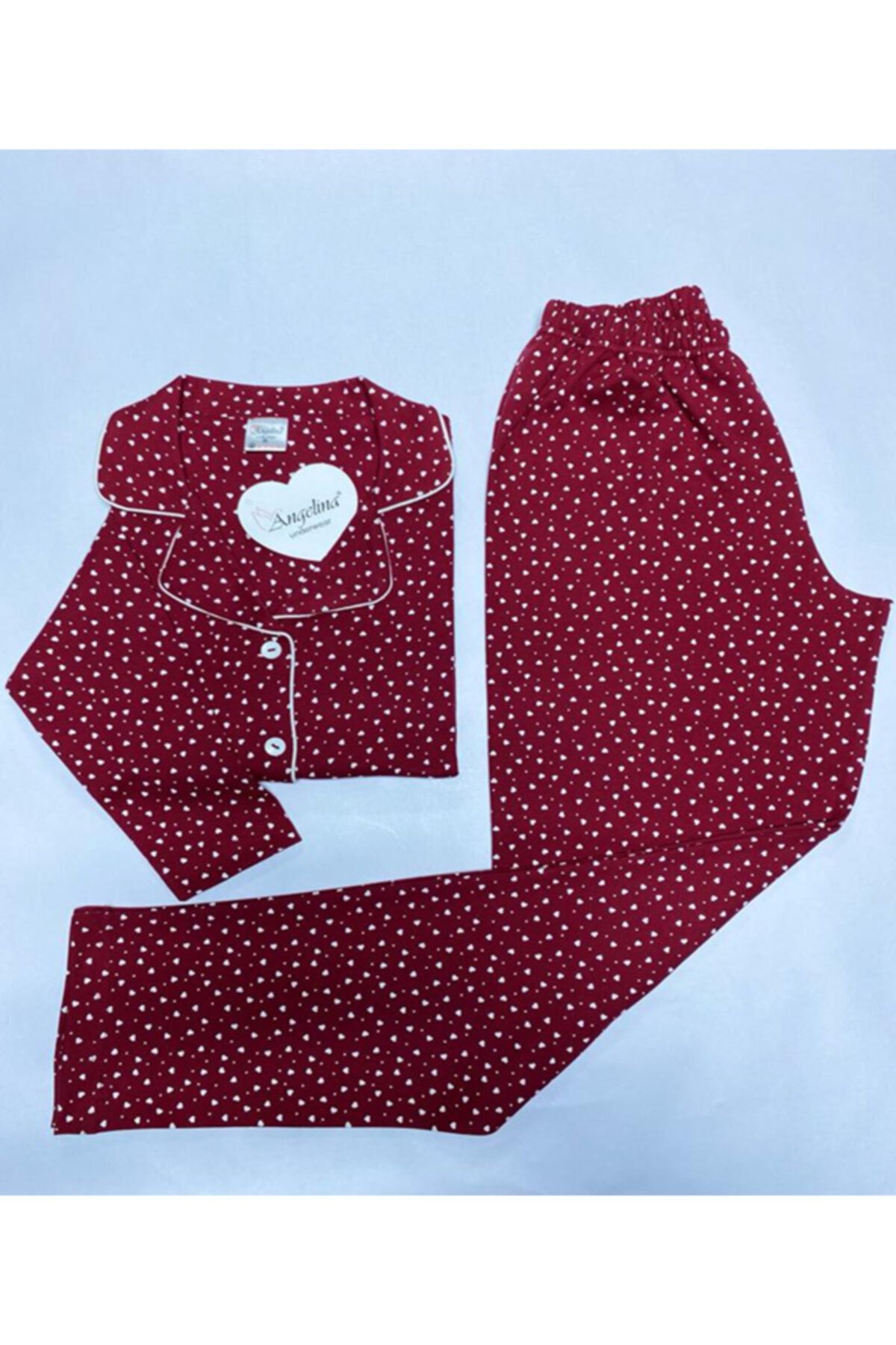 ANGELİNA Tam Pamuklu Düğmeli Bayan Pijama Takımı