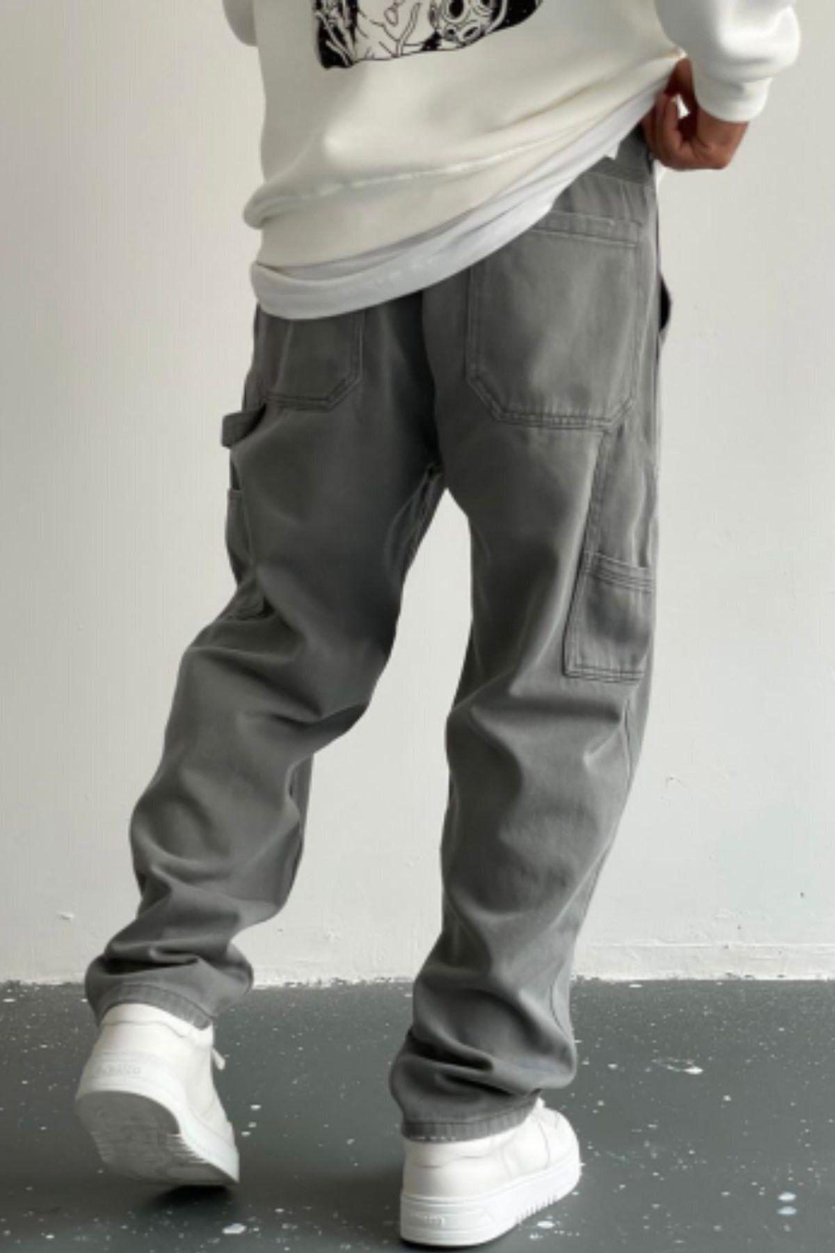 Giraffe %100 Pamuk Gri Oversize Baggy (unisex) Pantolon