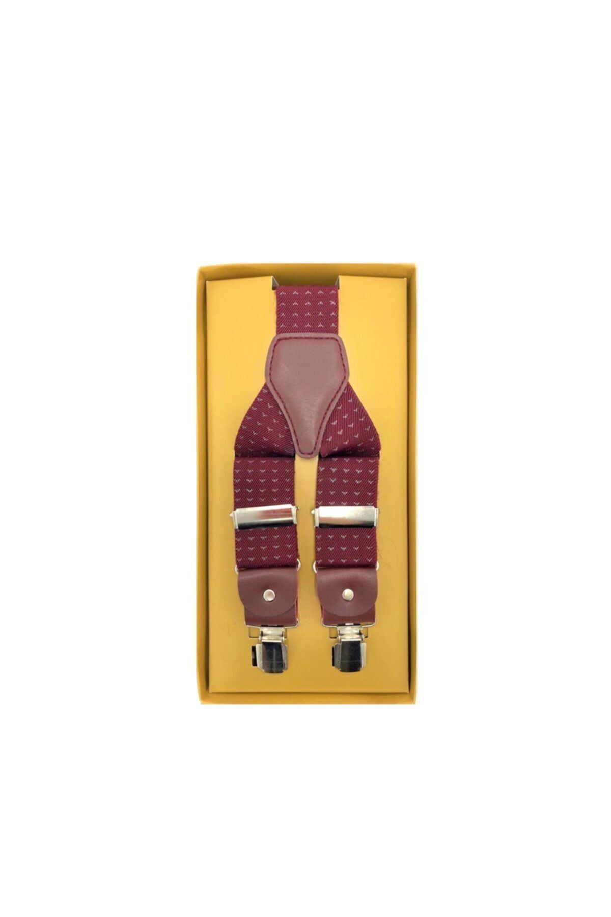 Yage 3,5 Cm Unısex Bordo Desenli Pantolon Askısı