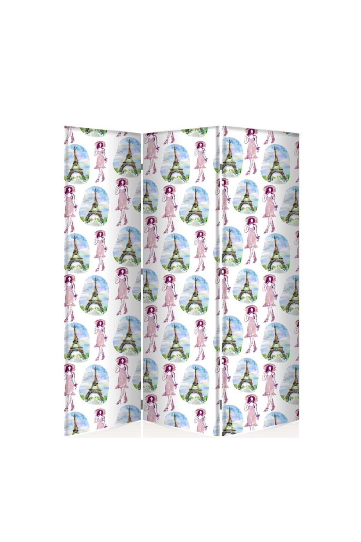 DECOBRITISH 3 Kanatlı Tekerlekli Paravan