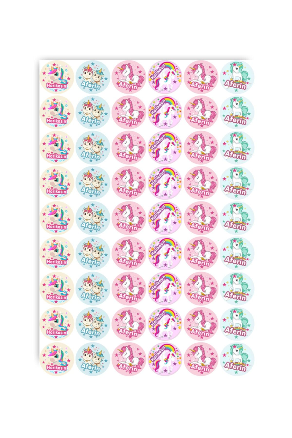 Baskı Life Unicorn Ödev Etiket Sticker Öğretmen Aferin Harikasın Etiketleri 210 Adet