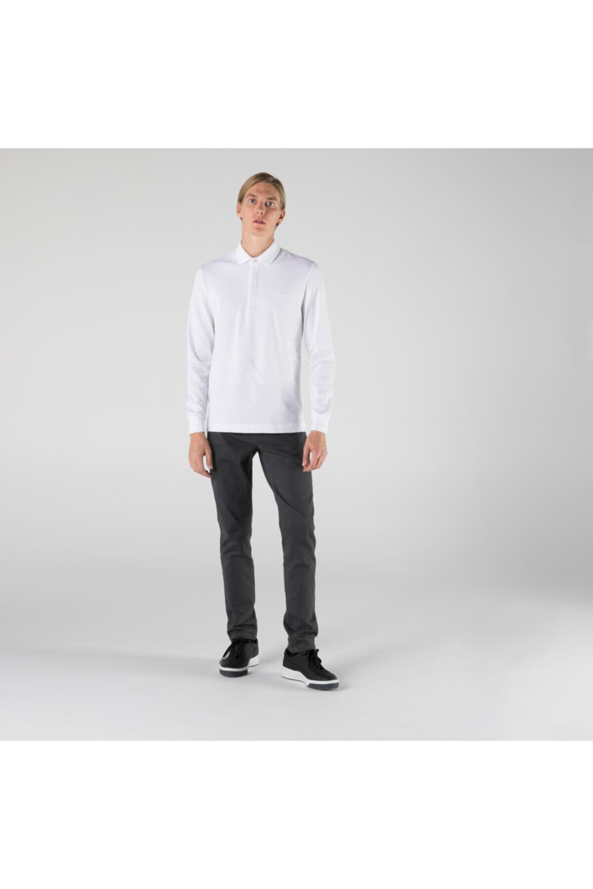 Lacoste Erkek Regular Fit Uzun Kollu Beyaz Polo