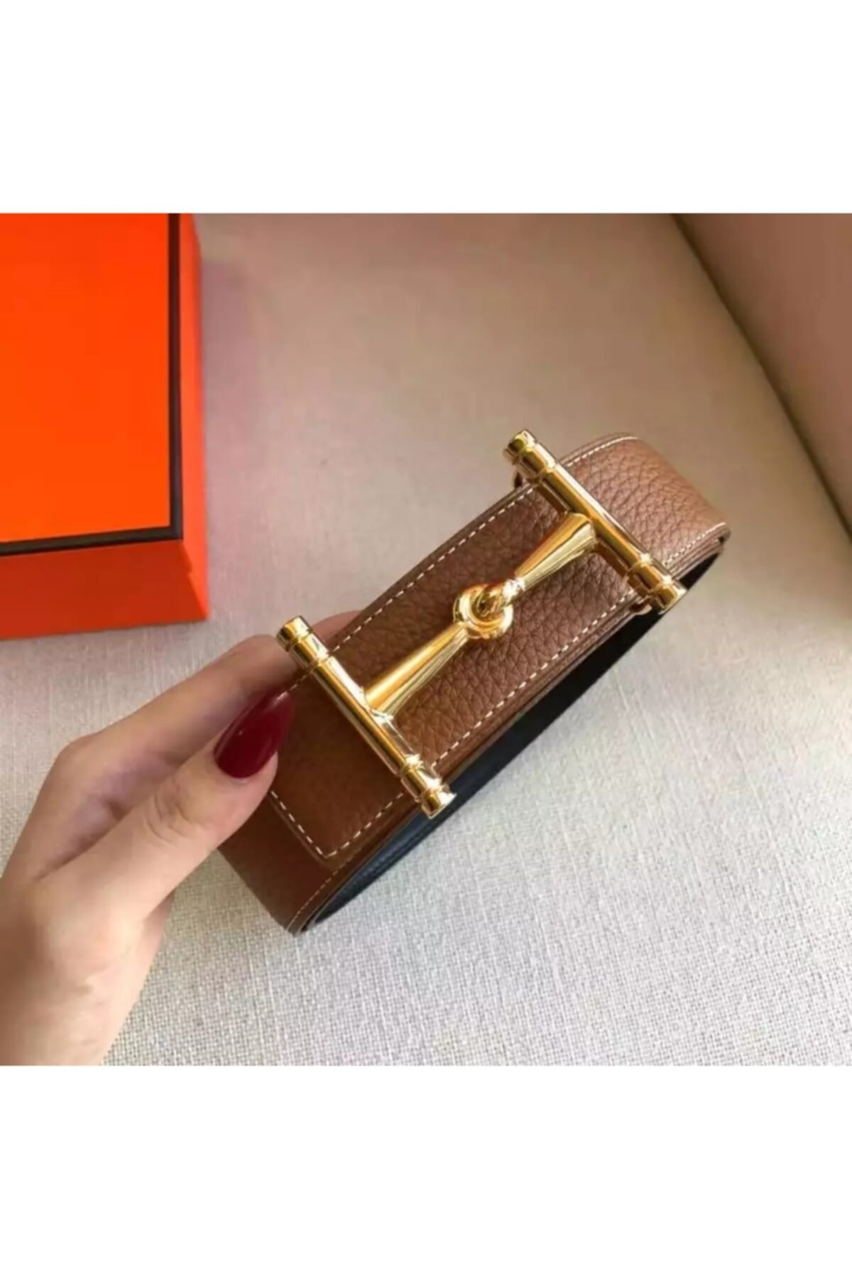 BRAND&BELT Çizgi Tokalı Yeni Model Kemer