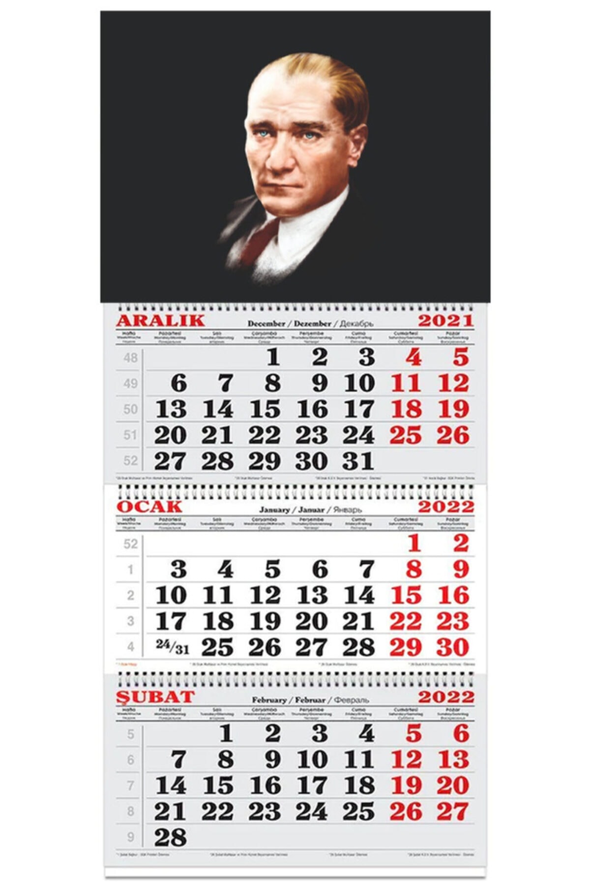 GENC DIJITAL BASKI Atatürk Portreli Gemici Takvimi 2022 Yılı