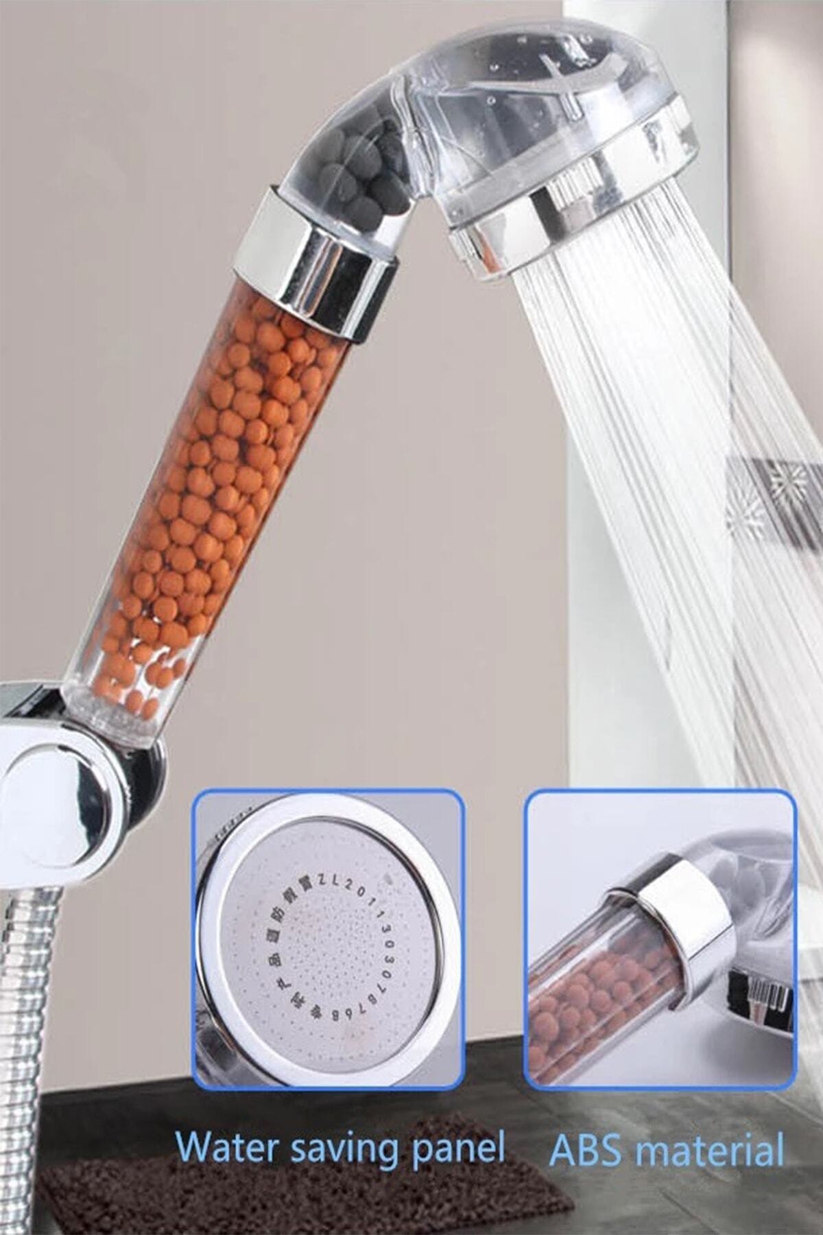 AKCAKESE % 75 Su Tasarruflu Boncuklu Iyon Stres Azaltıcı Banyo Duş Başlığı