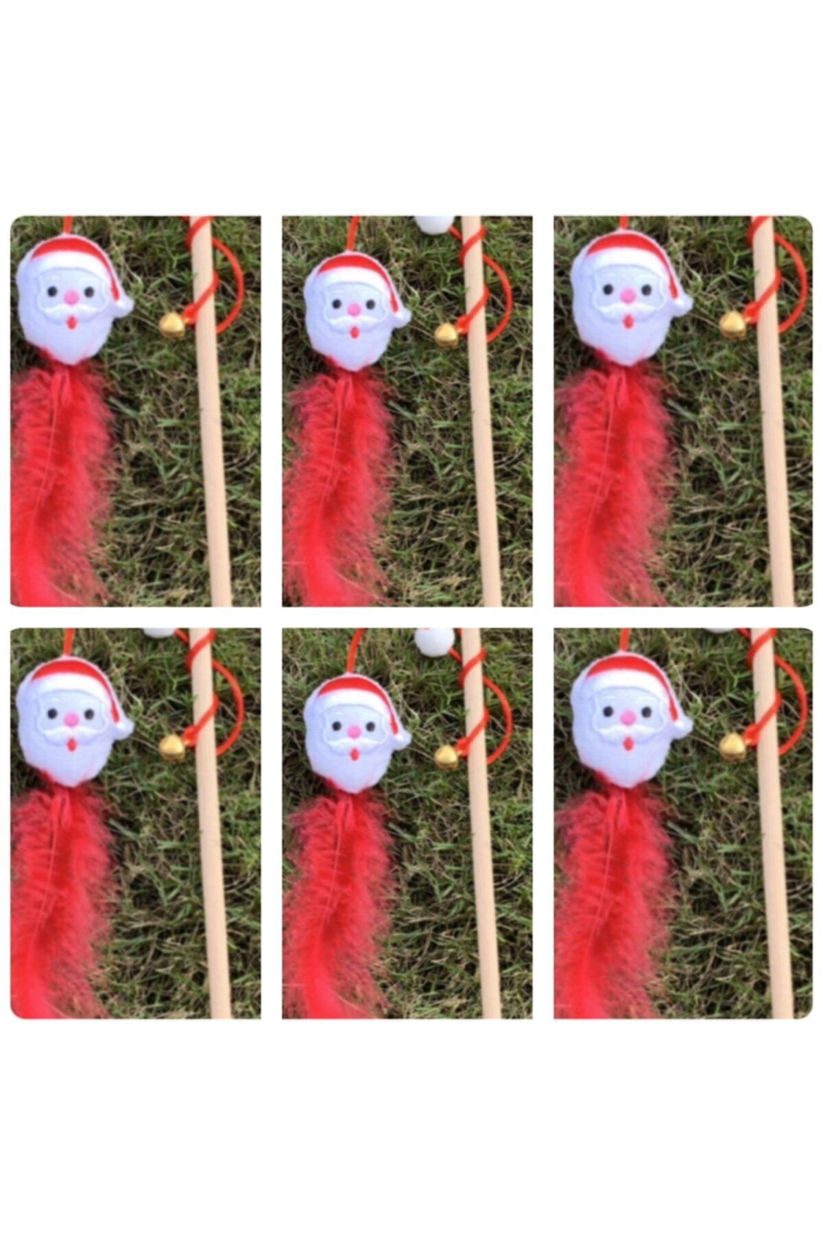 Be Cat Peluş Oyuncak Noel Baba Figürlü Çanlı Kedi Oltası-6’lı Paket
