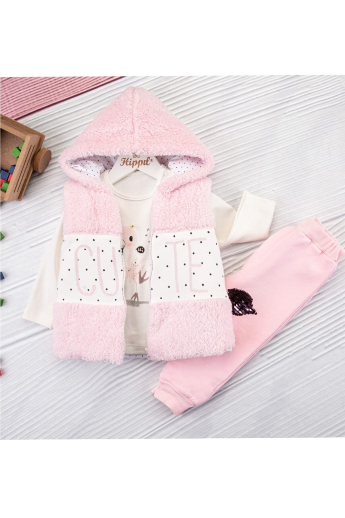 Hippıl Baby Kız Bebek Cute 3lü Takım