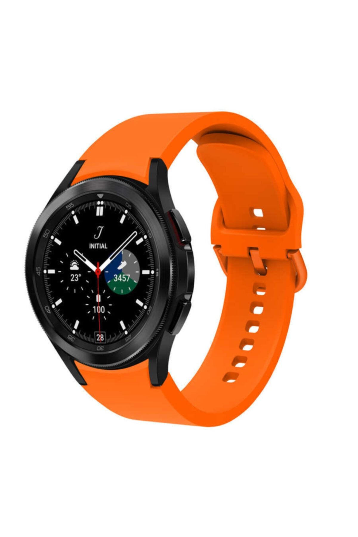 Samsung Galaxy Watch 4 46mm Uyumlu Nezih Case Classic Silikon Kordon Turuncu
