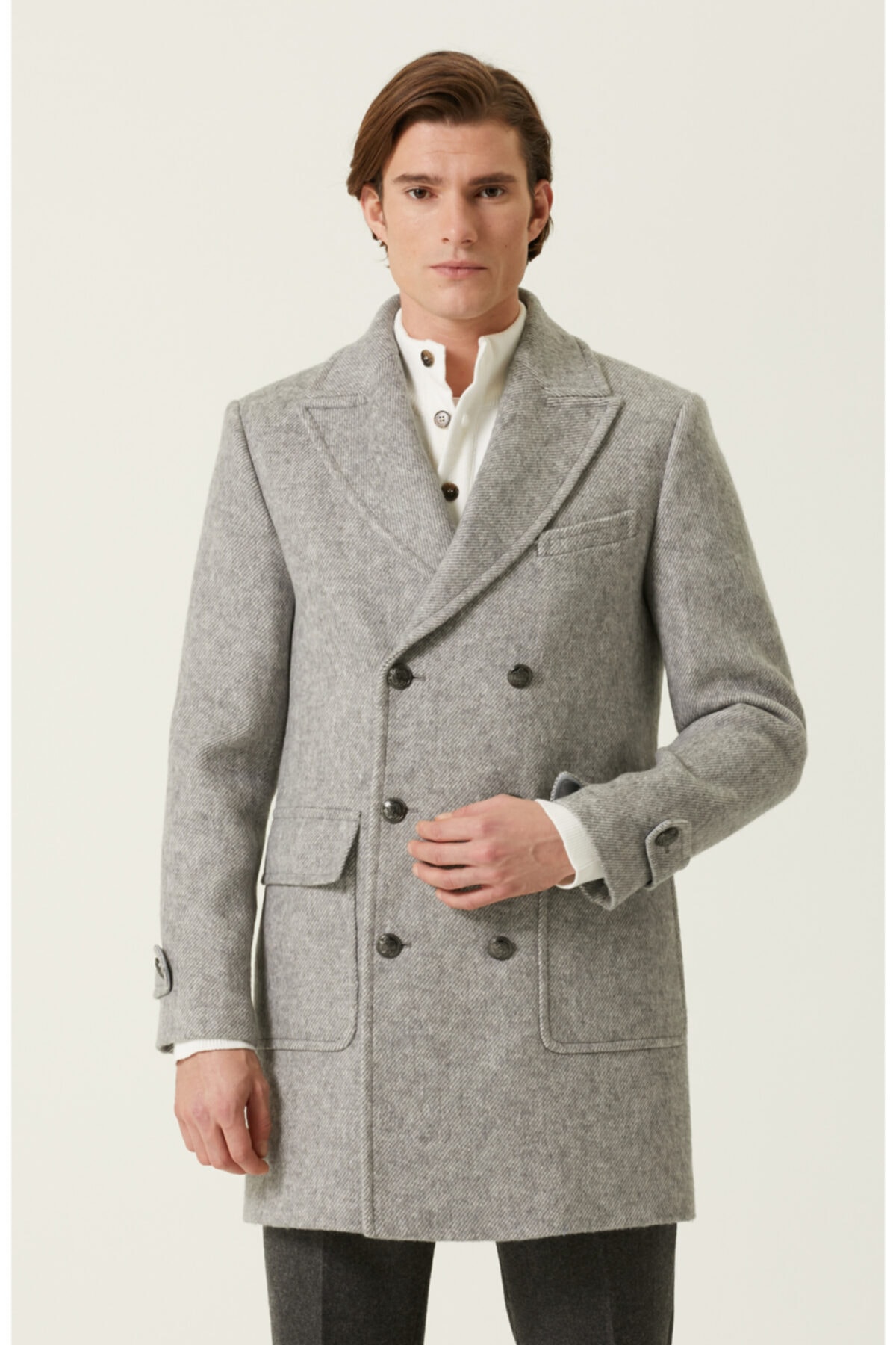 Network Slim Fit Gri Palto