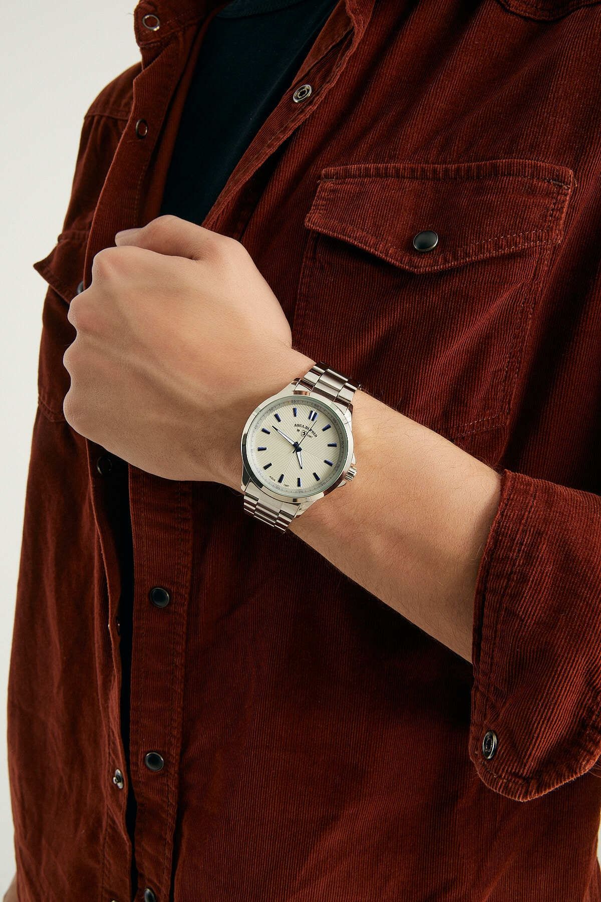 Aqua Di Polo 1987 Erkek Gümüş Metal Kol Saati Apsv1-a5712-em151