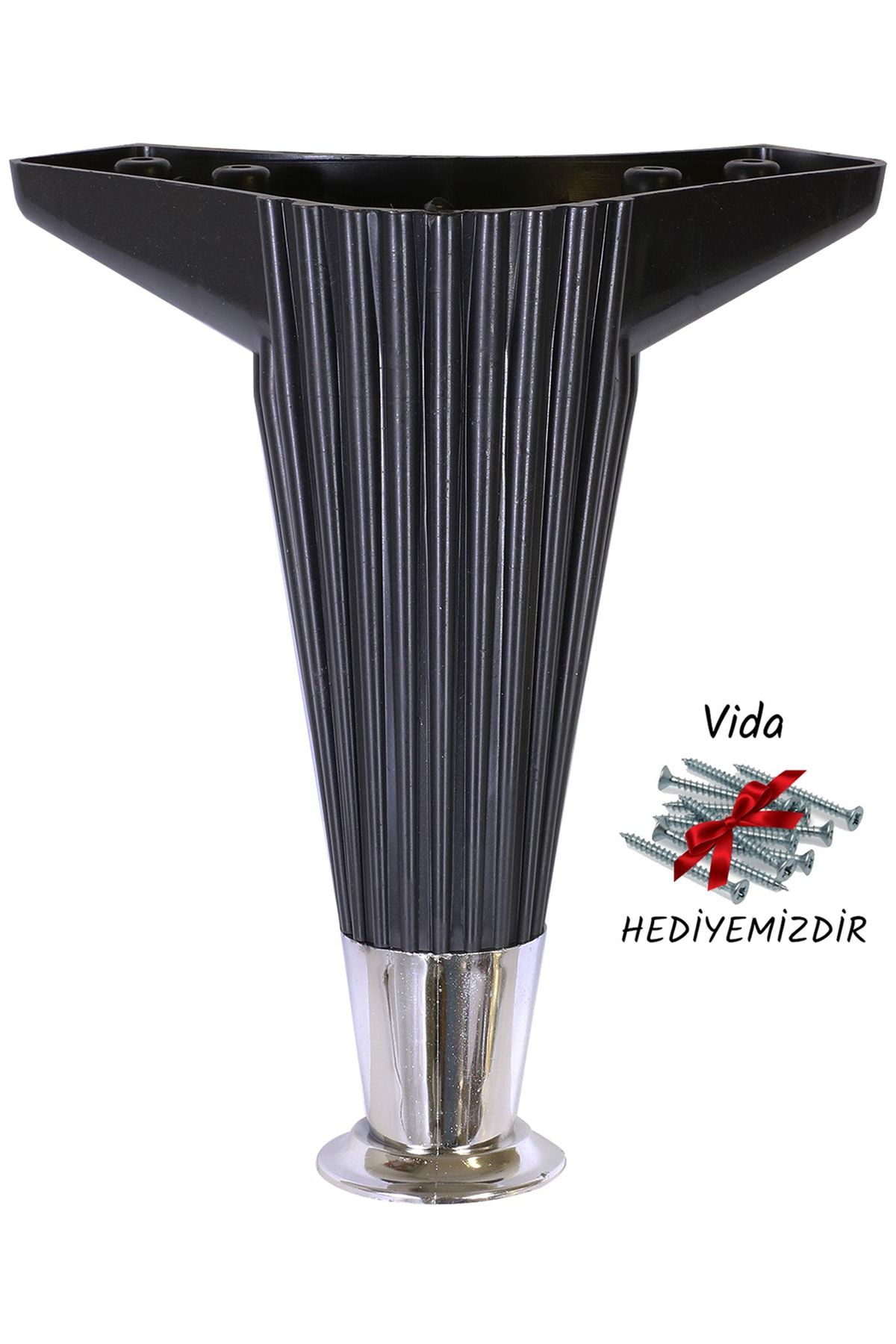 Badem10 Nobel Mobilya Kanepe Masa Sehpa Ayağı Baza Ayak 15 Cm (siyah-krom)