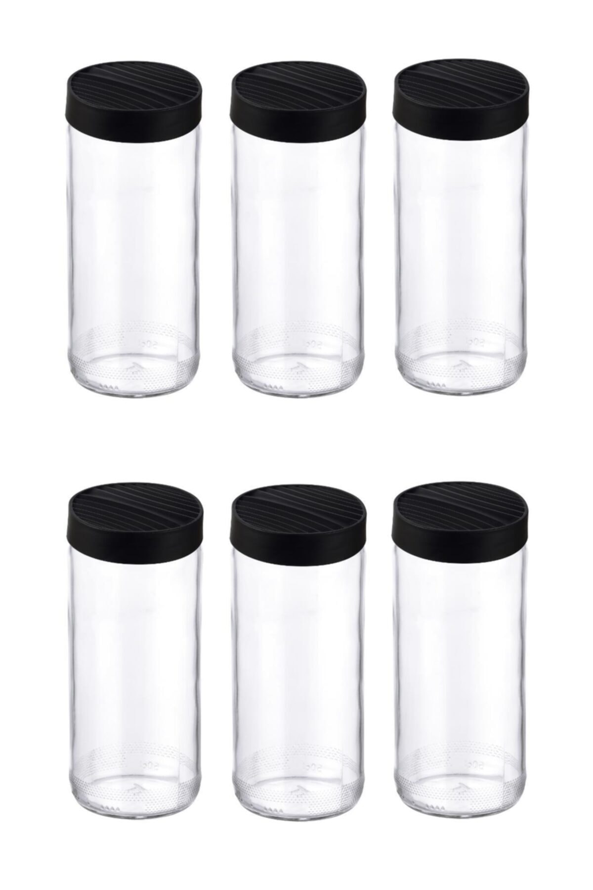 Titiz Plastik Mood Cam Kavanoz 500 ml 6 Lı Set Siyah
