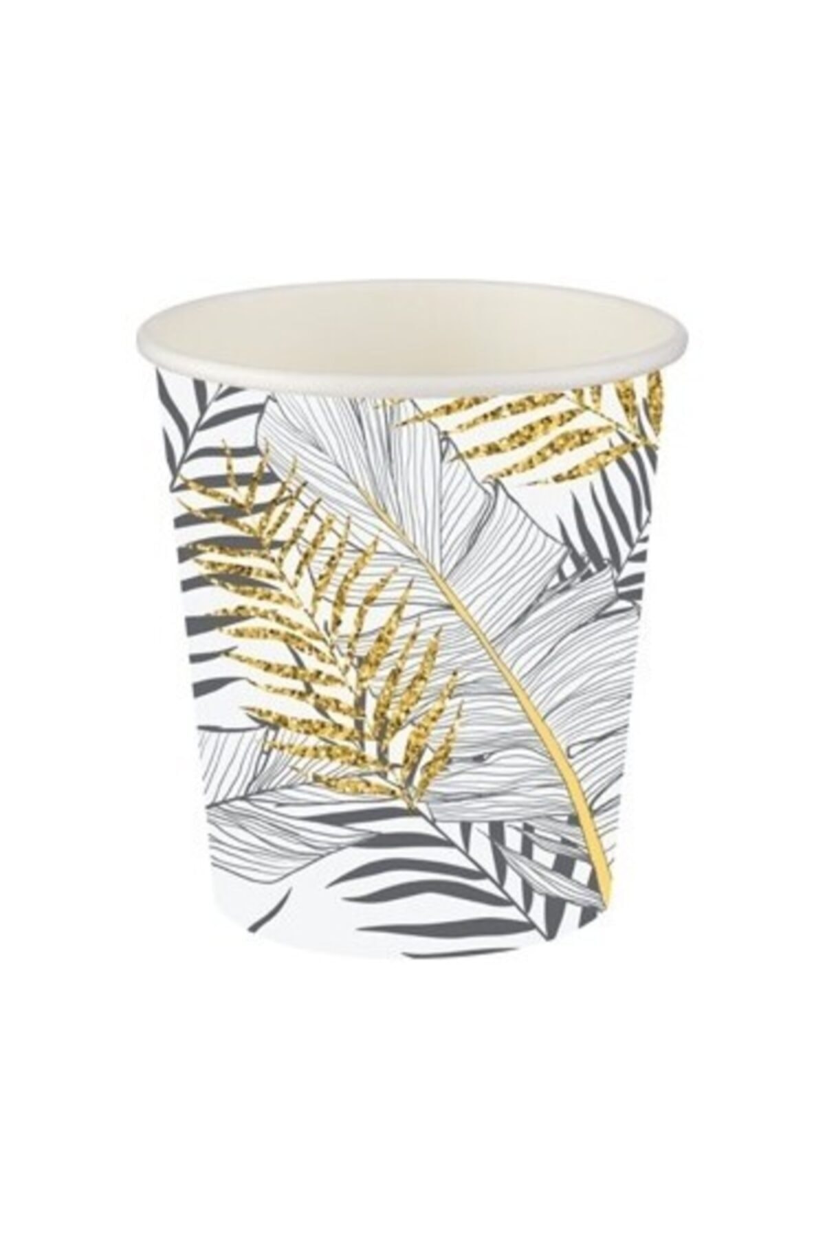 Samur Altın Simli Yapraklar Karton Bardak 8 Adet