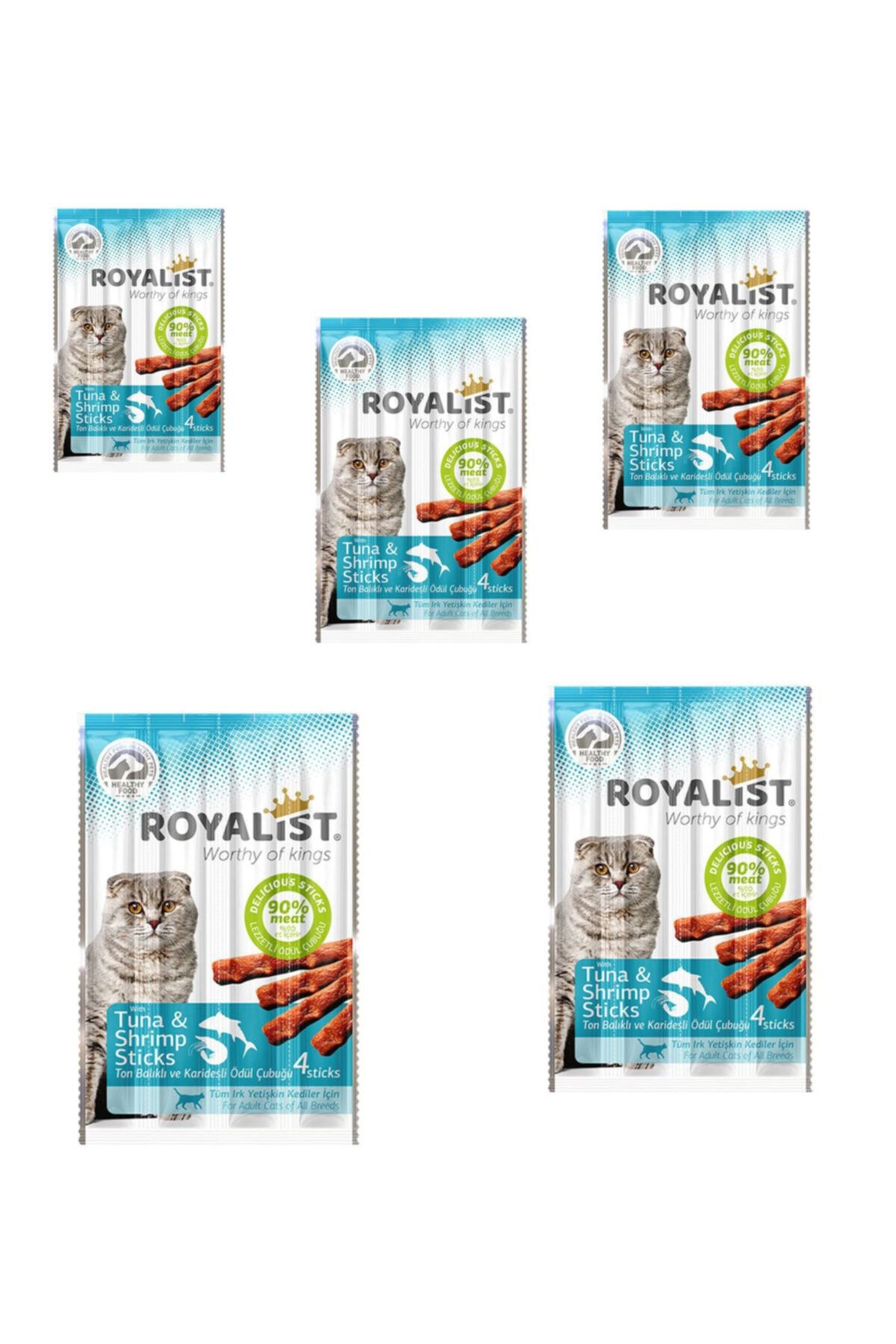 Royalist Sticks Ton Balıklı Ve Karidesli Kedi Ödül Maması 5'li Set