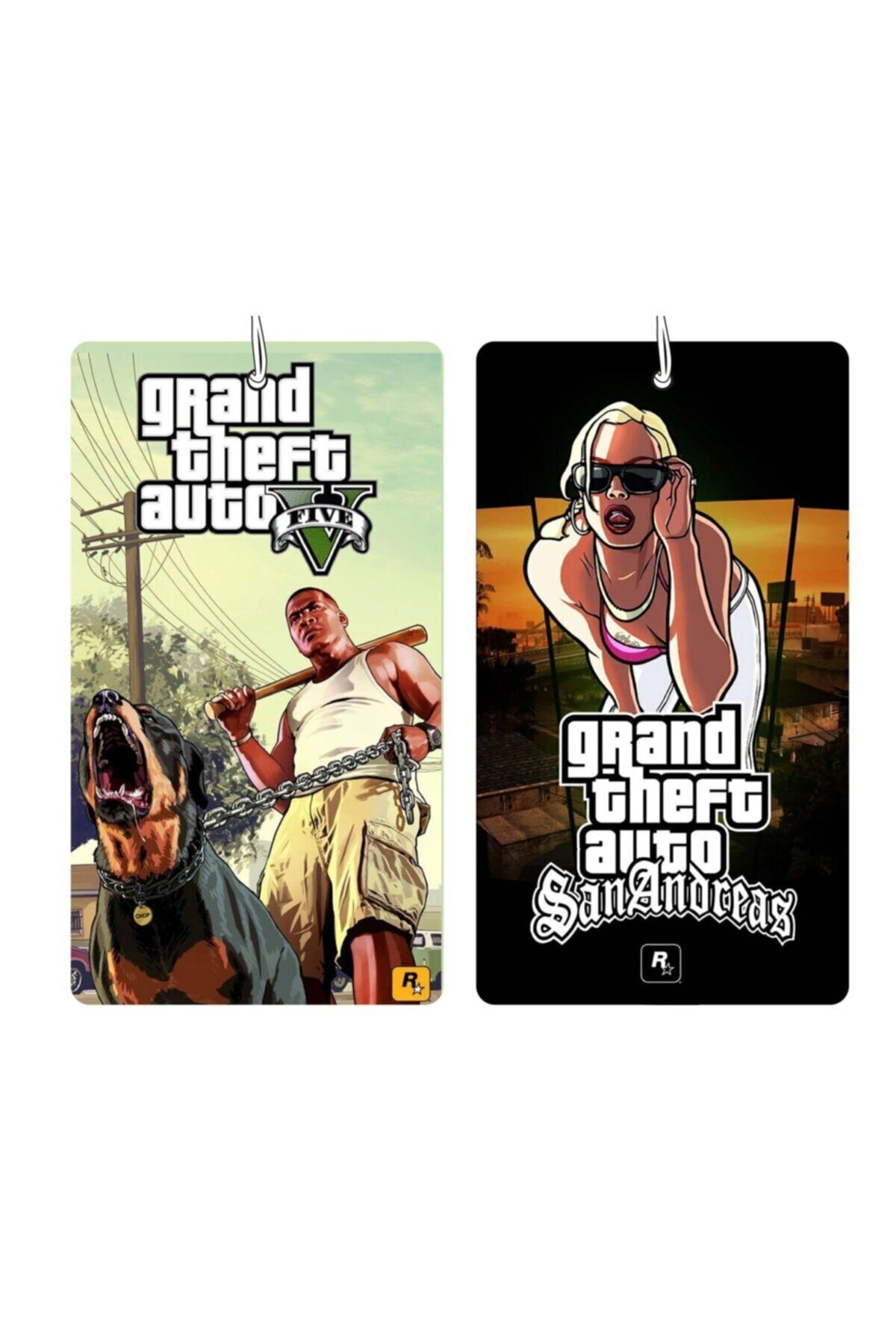 Mad Accessories -gta 5 San Andreas Tasarımlı Parfüm Esanslı Baskılı Asma Ayna Oto Araç Kokusu