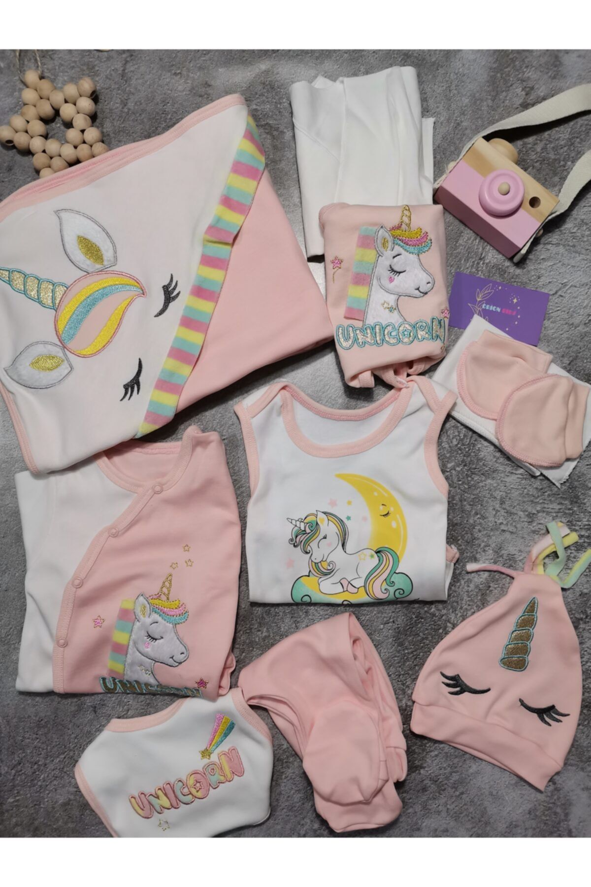 BABY TONE Pembe Unicorn Detaylı 10'lu Hastane Çıkışı