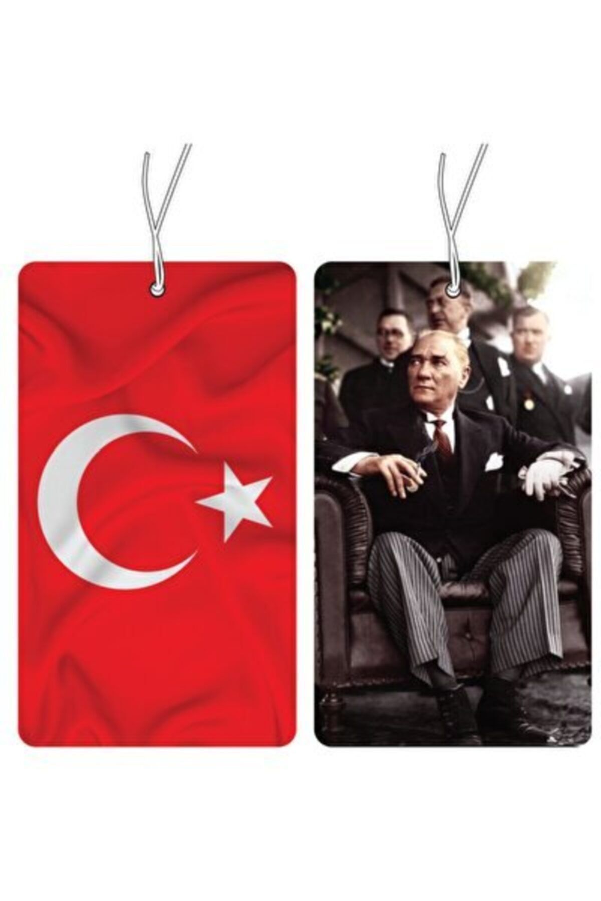 Mad Atatürk Ve Türk Bayrağı Tasarımlı Parfüm Esanslı Baskılı Asma Ayna Oto Araç Kokusu