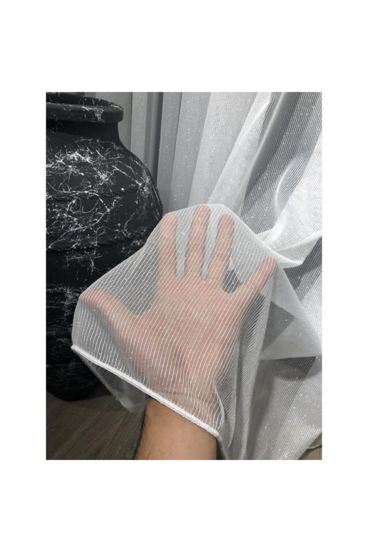 PerdeModa Sakallı Simli Tül Perde Ultra Dökümlü 1/2.50 Normal Pile Enxboy Seçenekli Ekru