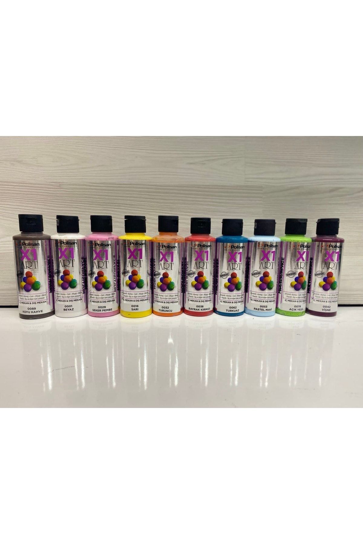 Polisan X1 Art Multisurface 120 Ml Ana Renkler Dahil Akrilik Hobi Boyası 10'lu Set