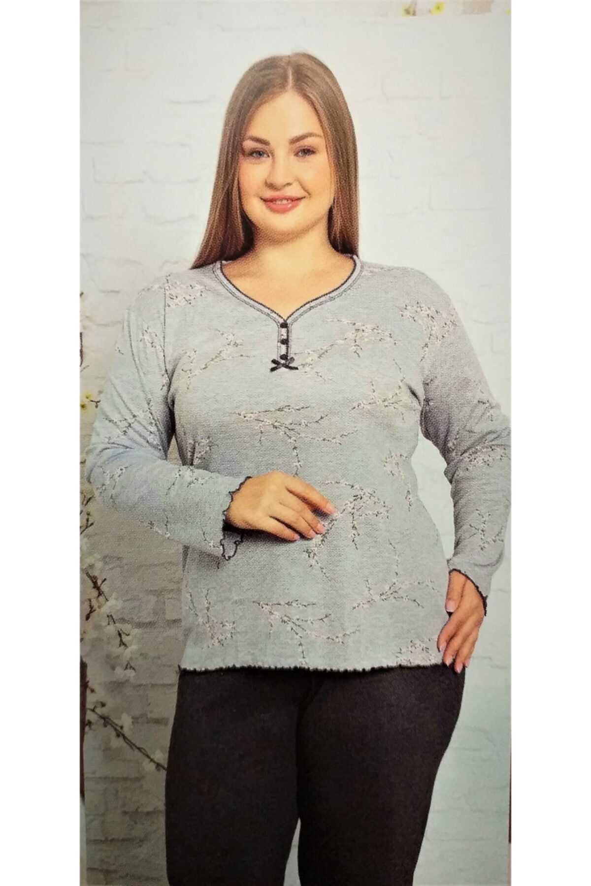 Miss Melina Büyük Beden Pijama Takımı,anne Pijaması Gri