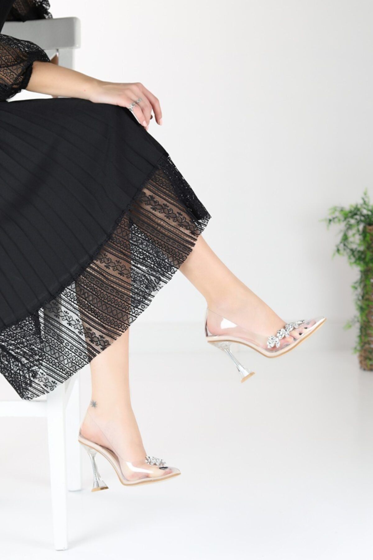 Afilva Kadın Ten Şampanya Topuk Şeffaf Stiletto
