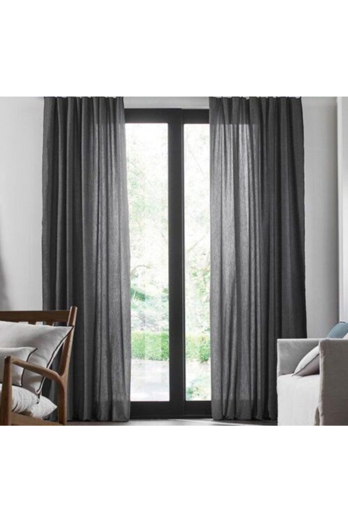 HUXXE Antrasit Gri Keten Tül 200 X 260 Cm