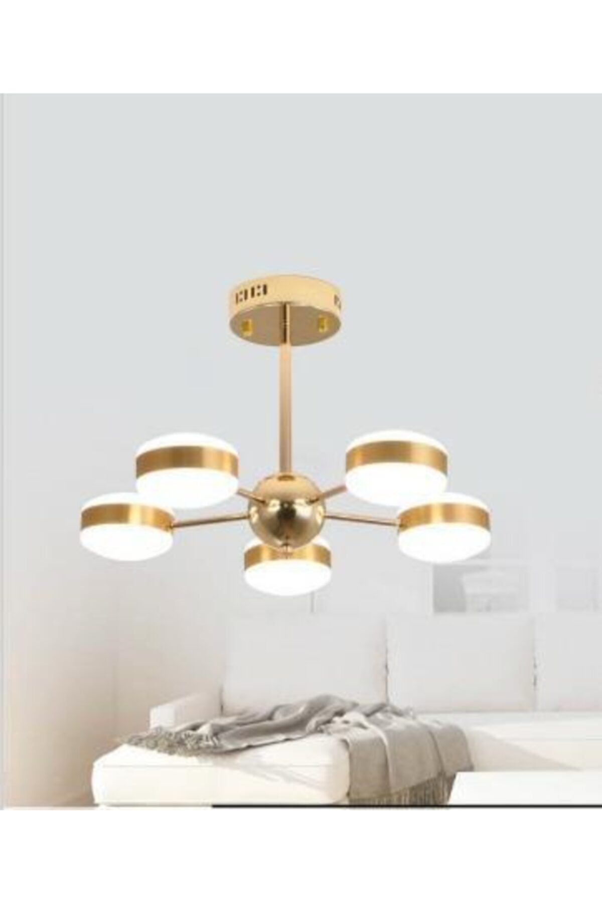 FİBANNİ Modern Sarkıt 3 Renkli Led Avize Gold Fb-005/5 Gd
