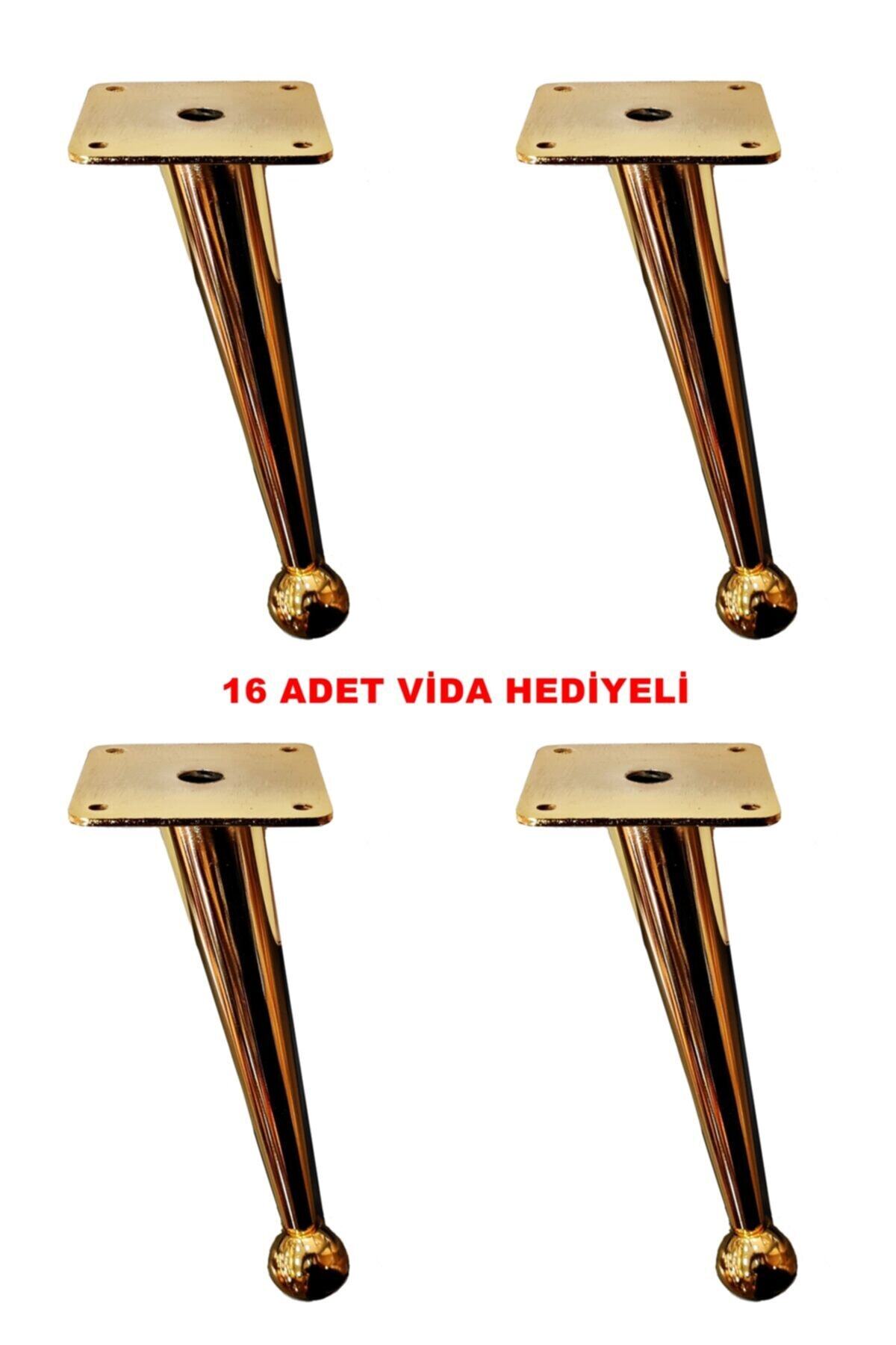 ALBATROS Atmaca Model Gold Metal Mobilya, Dolap, Koltuk, Tv Ünitesi Ayakları 20 Cm Metal (4 Adet)