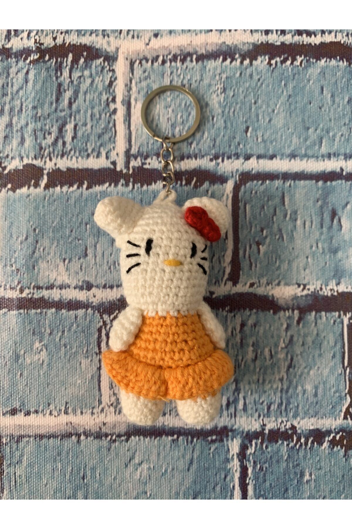 madiboooyuncak Hello Kitty El Yapımı %100 Doğal Amigurumi Anahtarlık Ve Çanta Süsü (8 Cm)