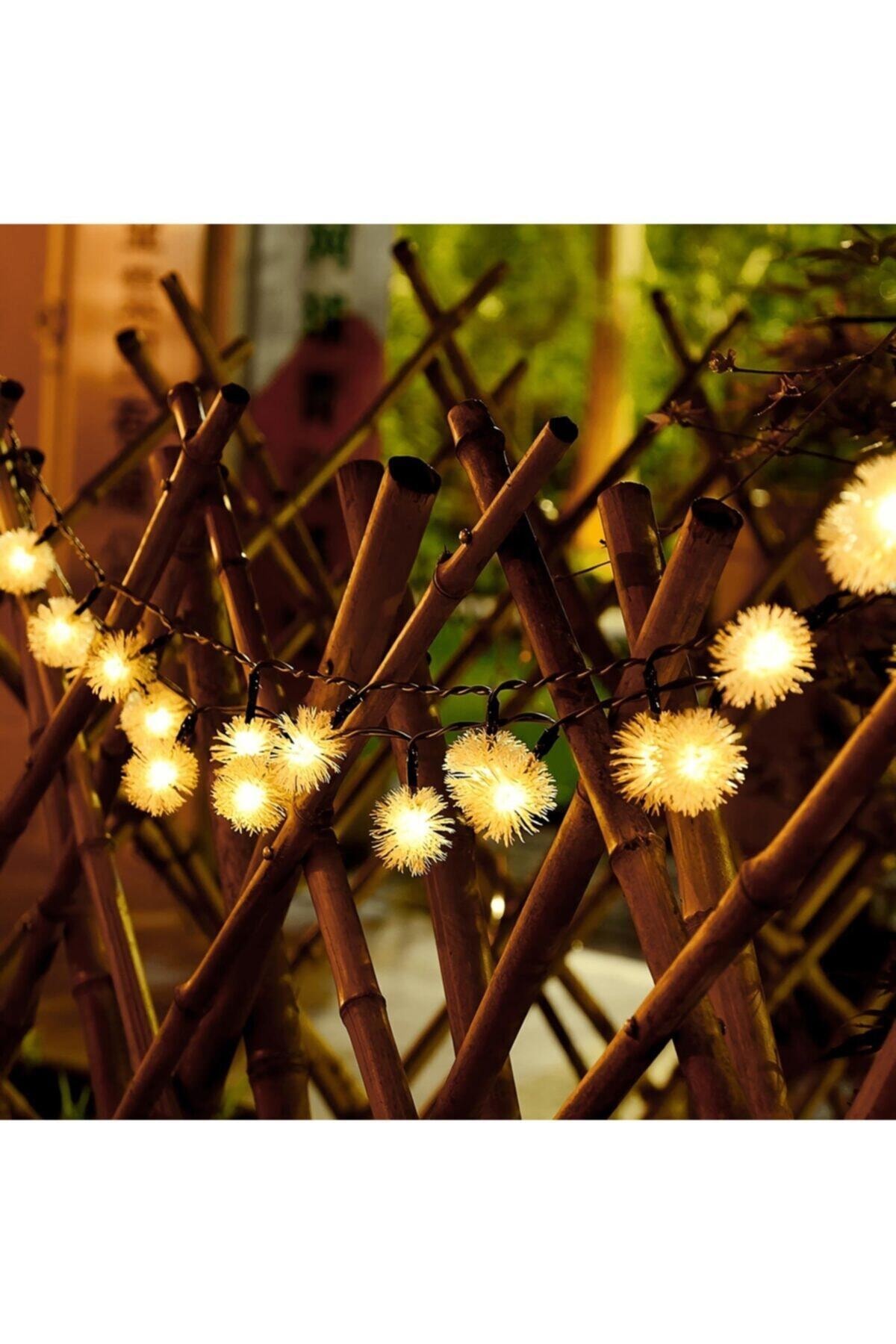 TechnoSmart Solar 50 Ledli 7 Metre Güneş Enerjili Ponpon Bahçe Aydınlatma Balkon Dekorasyon Günışığı