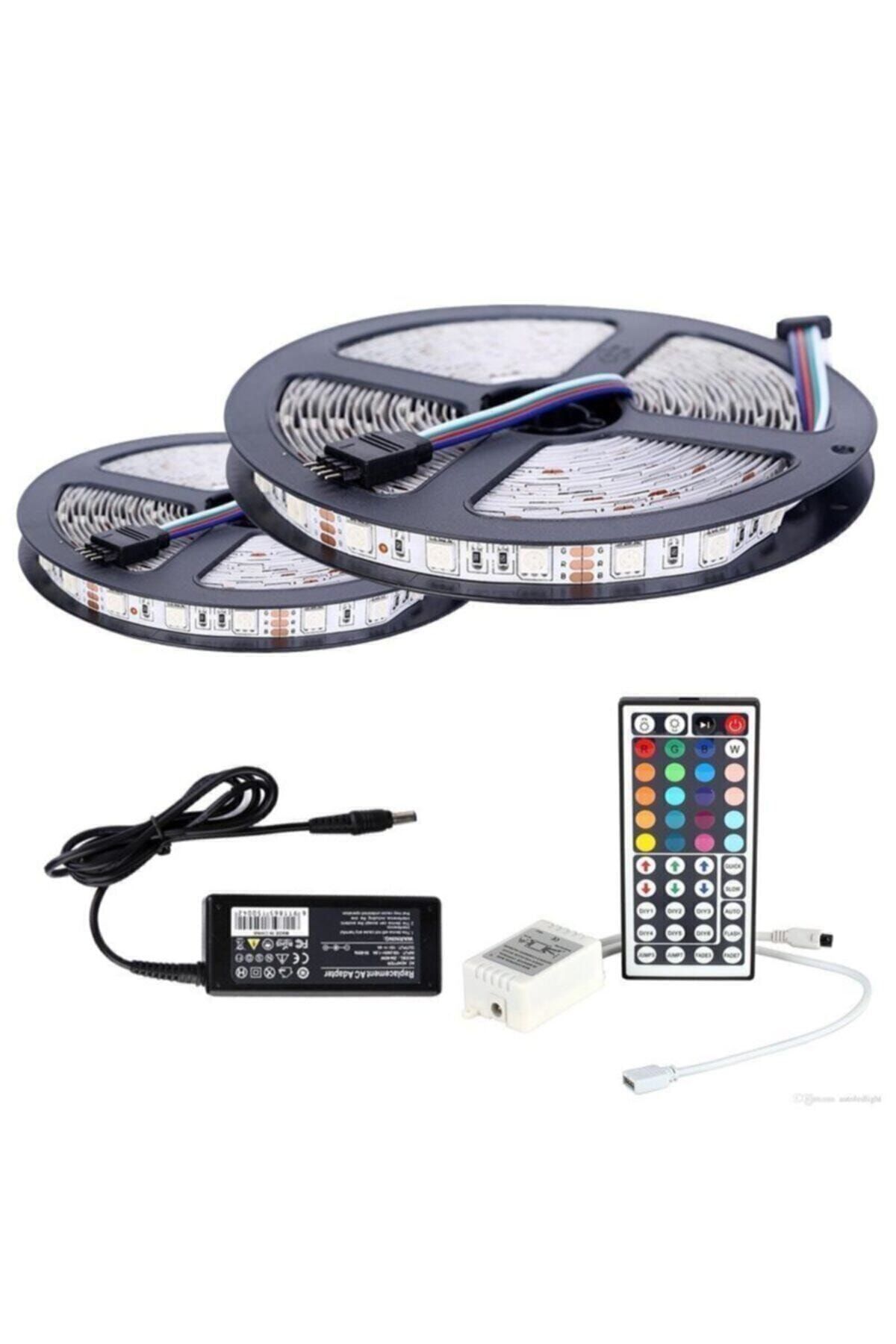 LED LAMP Şerit Led Rgb 10 Metre 44 Tuşlu Kumandalı 20 Renk Iç Mekan Tak Çalıştır Double Pcb