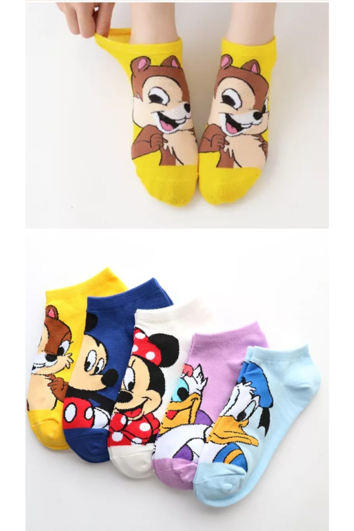 çorapkolik 5 Çift Kadın Karikatürlü Pamuklu Moda Patik Çorap
