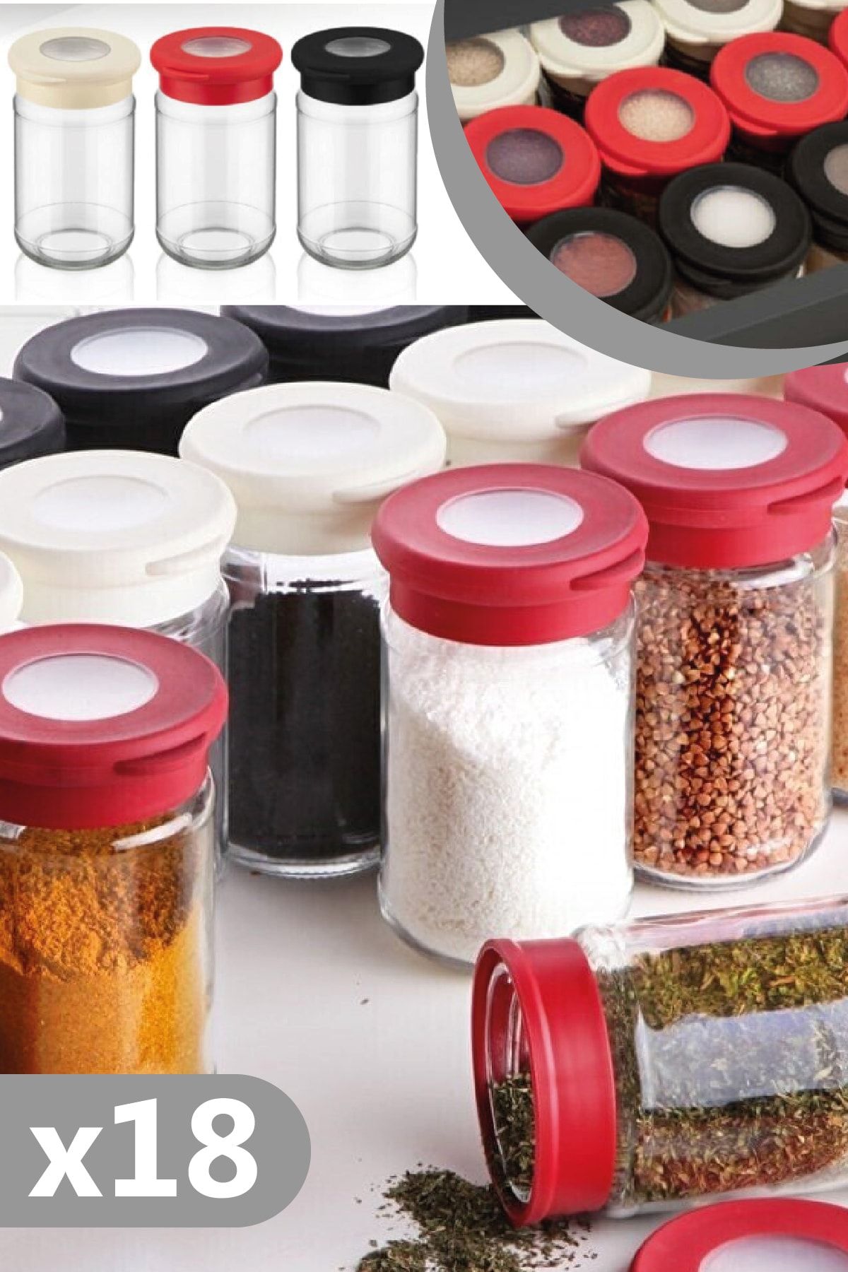 Kitchen Life 18 Adet Cam Saklama Kabı Kavanoz Seti 370ml (silikon Kapaklı)