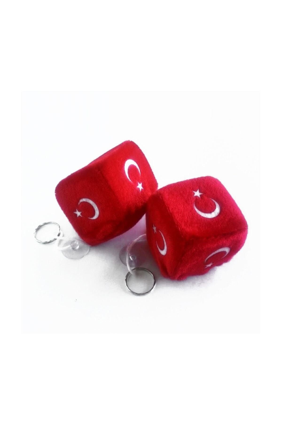Compax Vantuzlu Peluş Zar Araba Süsü Bayrak 12 Li Paket