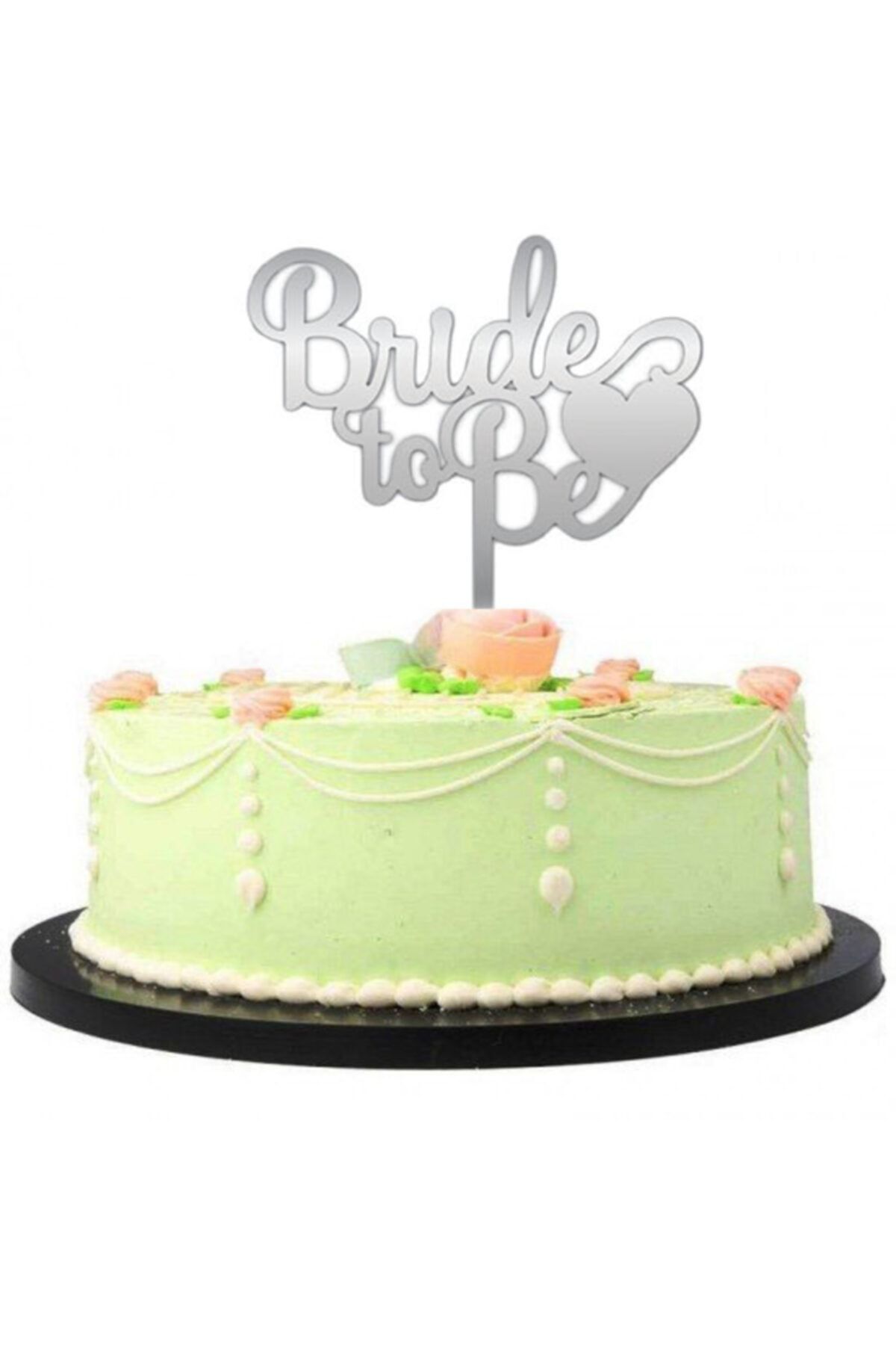 YAPRAKOUTLET Bride To Be Yazılı Bekarlığa Veda Partisi Pleksi Pasta Süsü Gümüş Renk