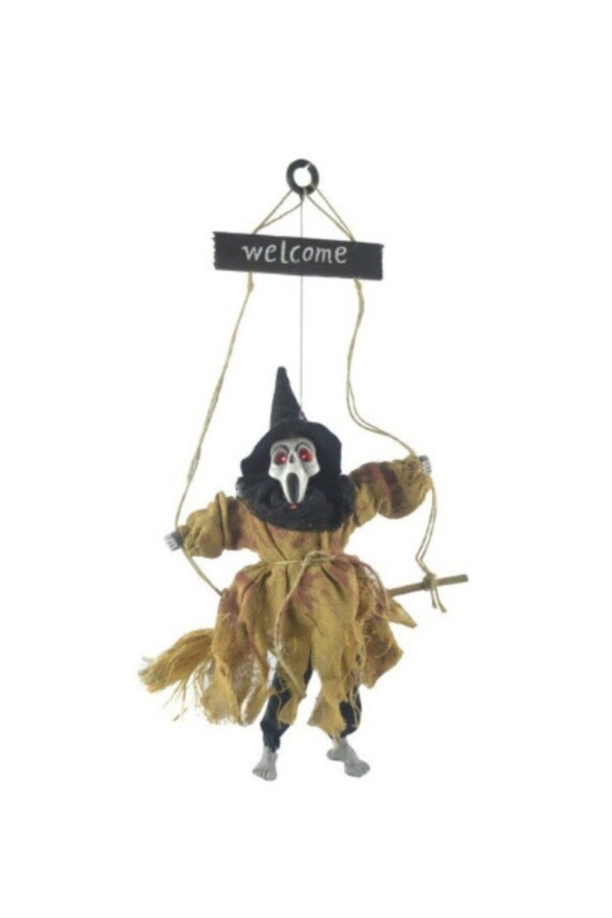 Samur Halloween Sensörlü Sesli Işıklı Welcome Iskelet Siyah ümü