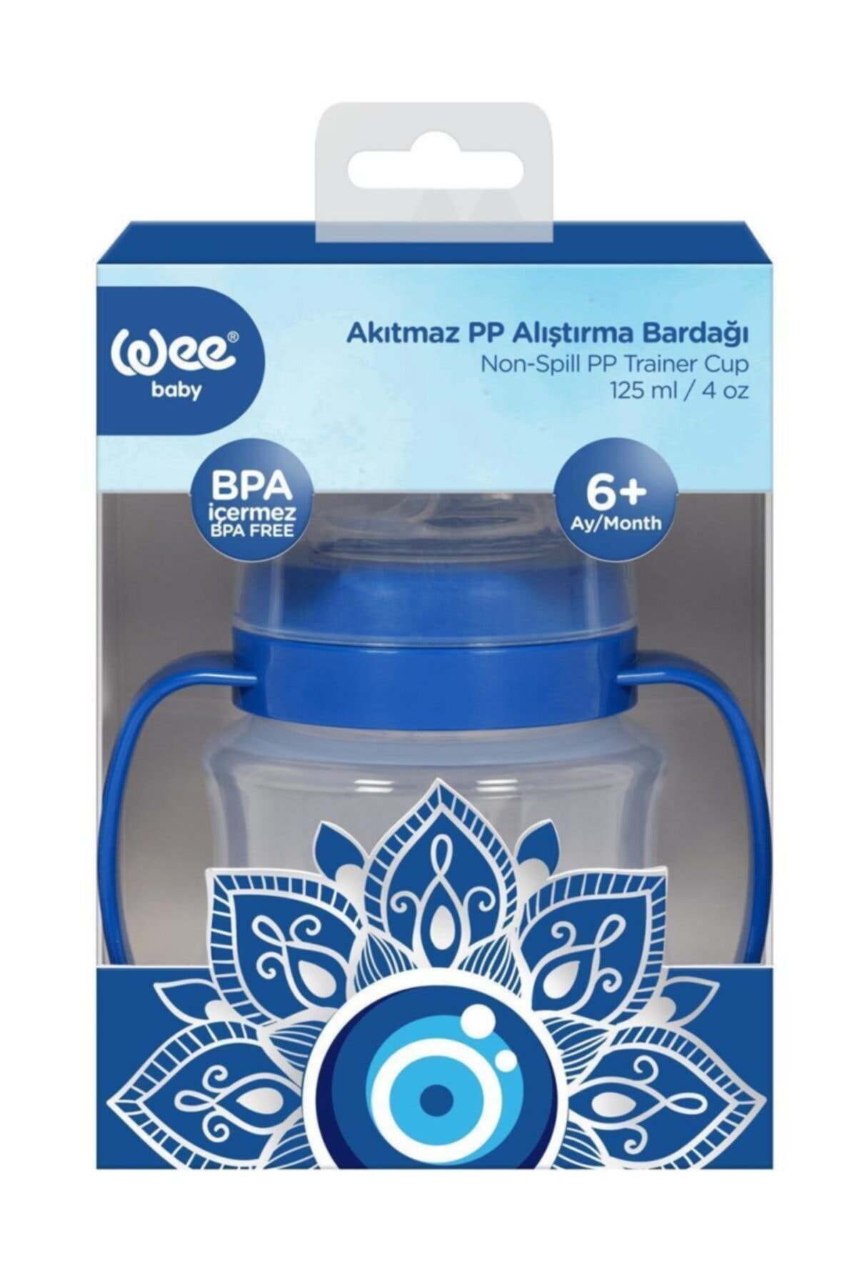 Wee Baby 262 Nazar Boncuğu Desenli Akıtmaz Kulplu Pp Alıştırma Bardağı 125 Ml