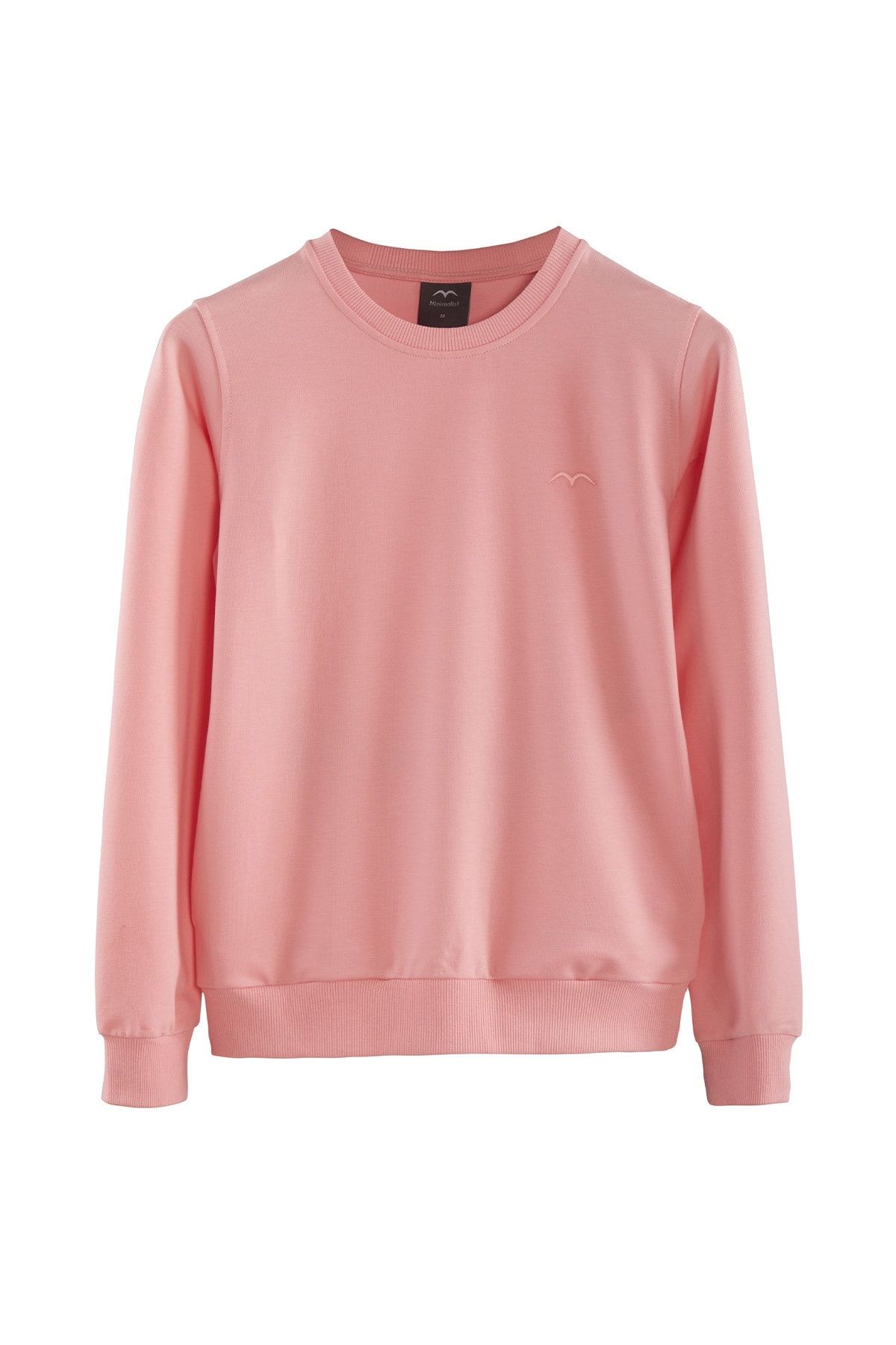 Minimalist Kadın Şeker Pembe Basic Sweatshirt