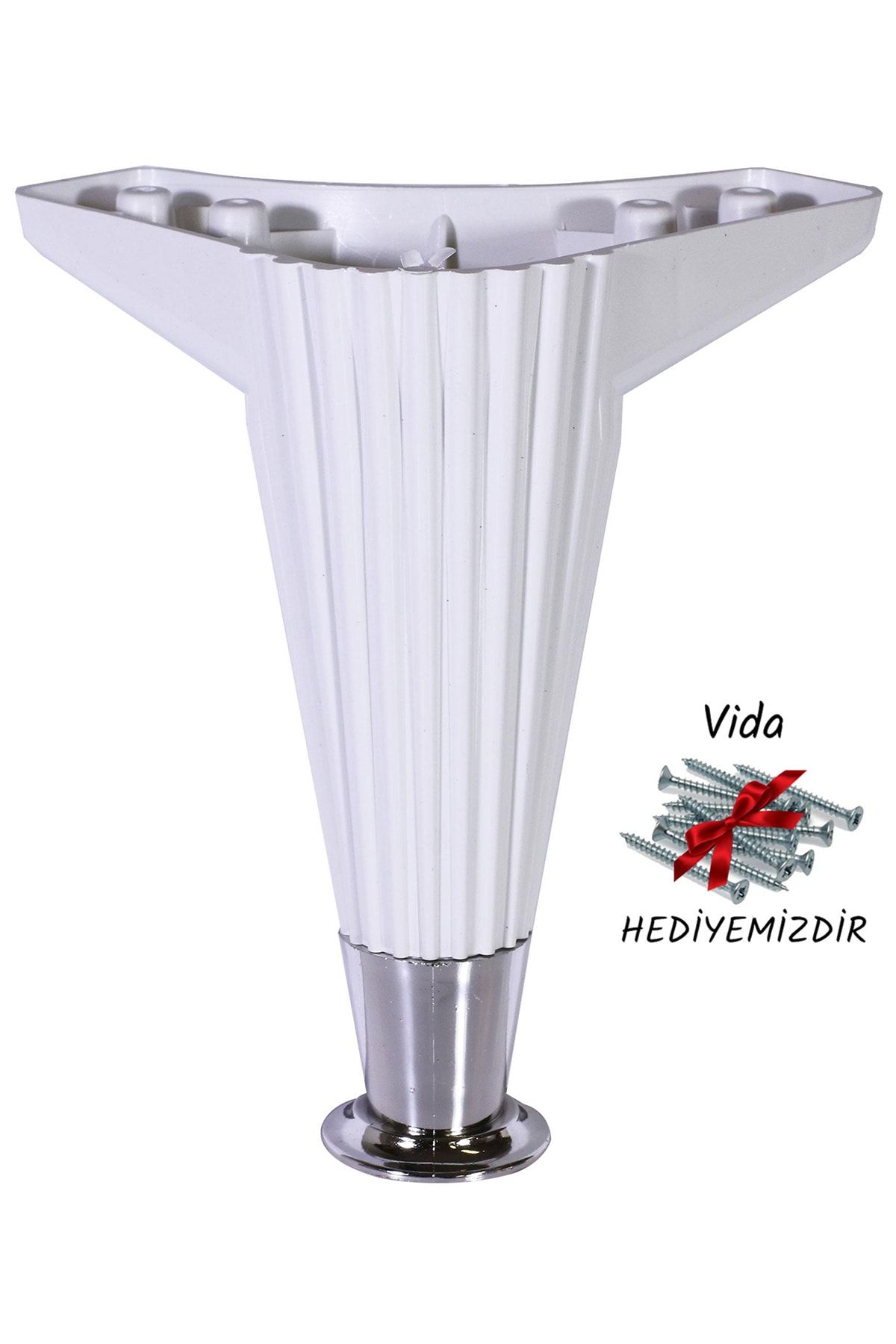 Badem10 Nobel Mobilya Kanepe Masa Sehpa Ayağı Baza Ayak 15 Cm (beyaz-krom)