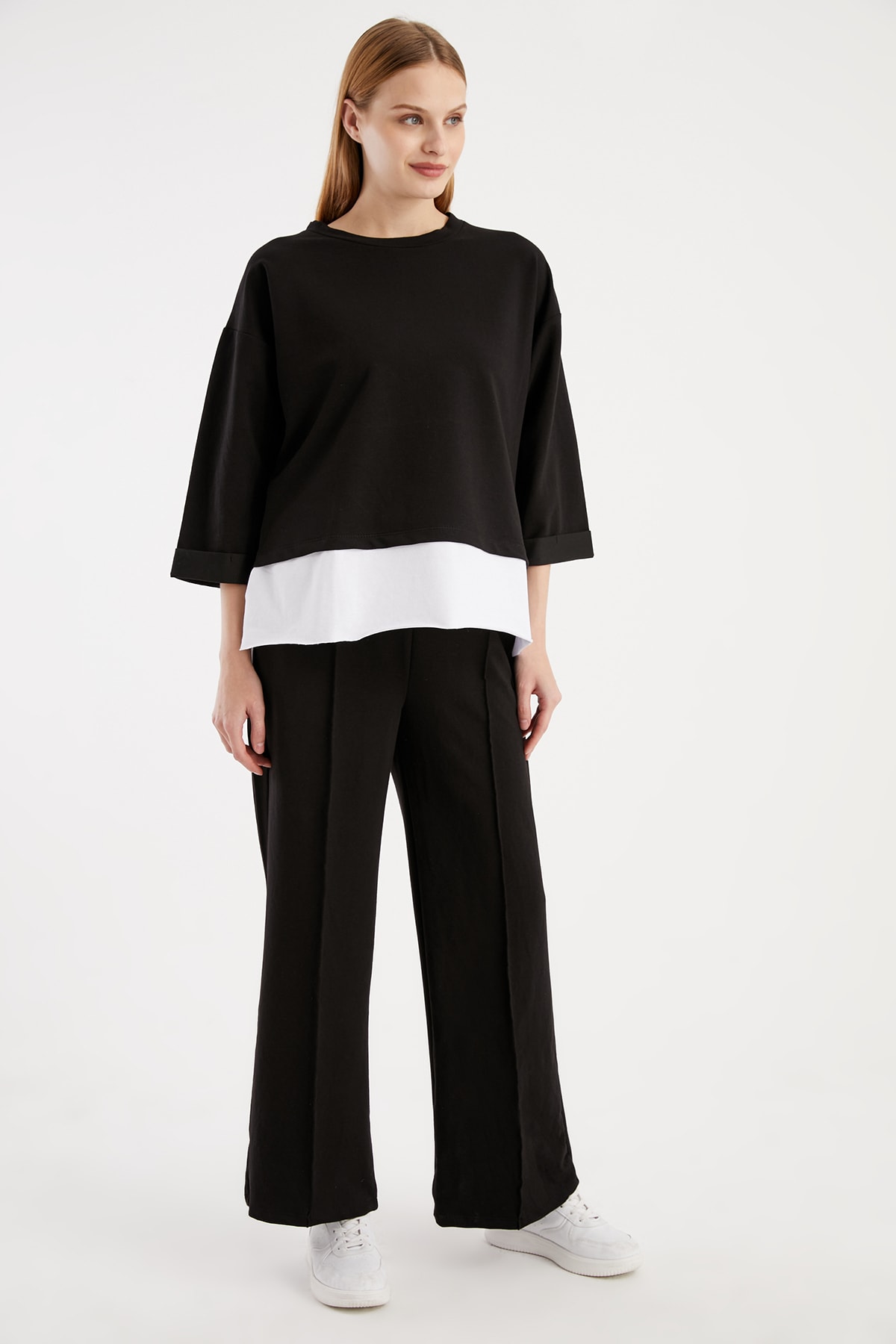 ELBİSENN Eteği Tshırt Görünümlü Bluz Pantolon Ikili Takım