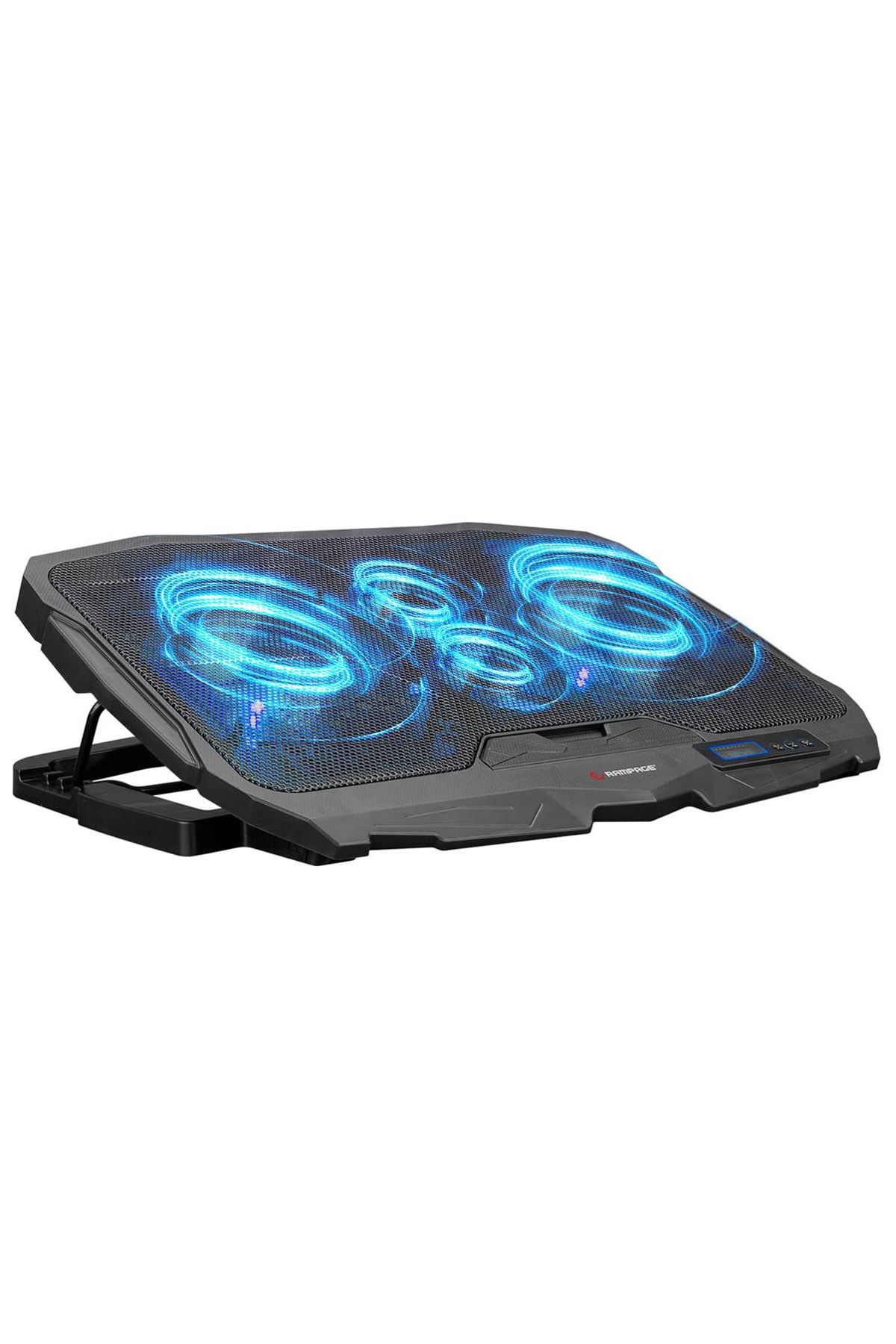 Rampage Ad-rc4 Mavi Ledli 4 Adet Fanlı Işıklı Kontrol Panelli Pro Notebook Laptop Soğutucu Stand