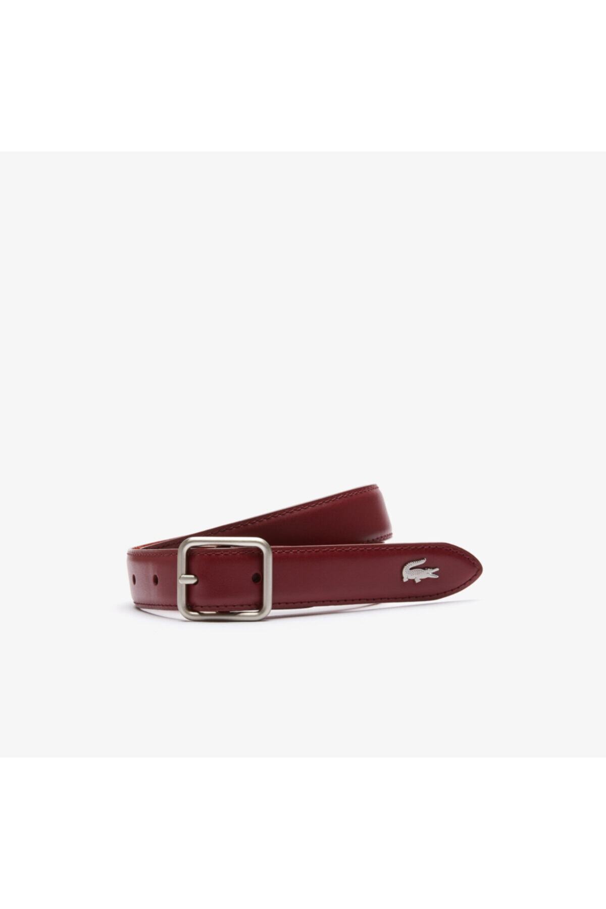 Lacoste Elegance Kadın Deri Çift Taraflı Bordo - Turuncu Kemer